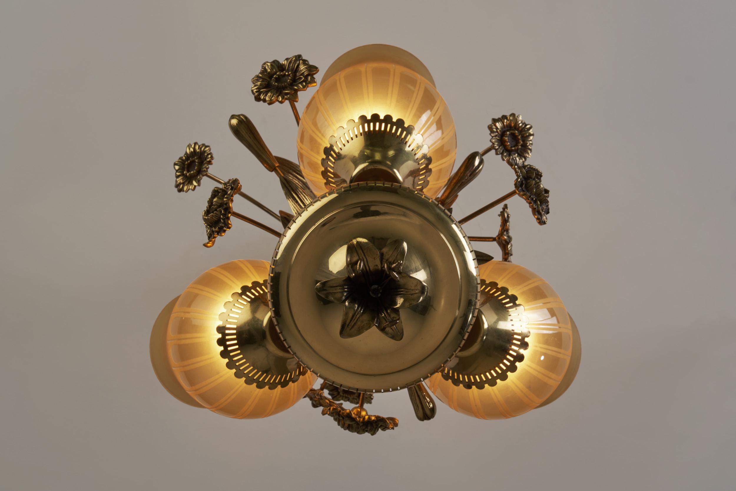 Swedish Ceiling Lamp by Bröderna Malmströms Metallvarufabrik Malmö, Sweden 1950s 9