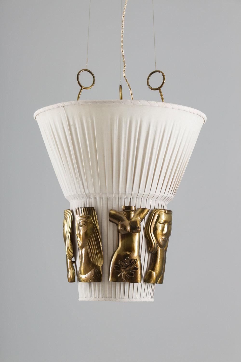 Scandinavian Modern Swedish Ceiling Lamp by Hans Bergström for Ateljé Lyktan, 1940s
