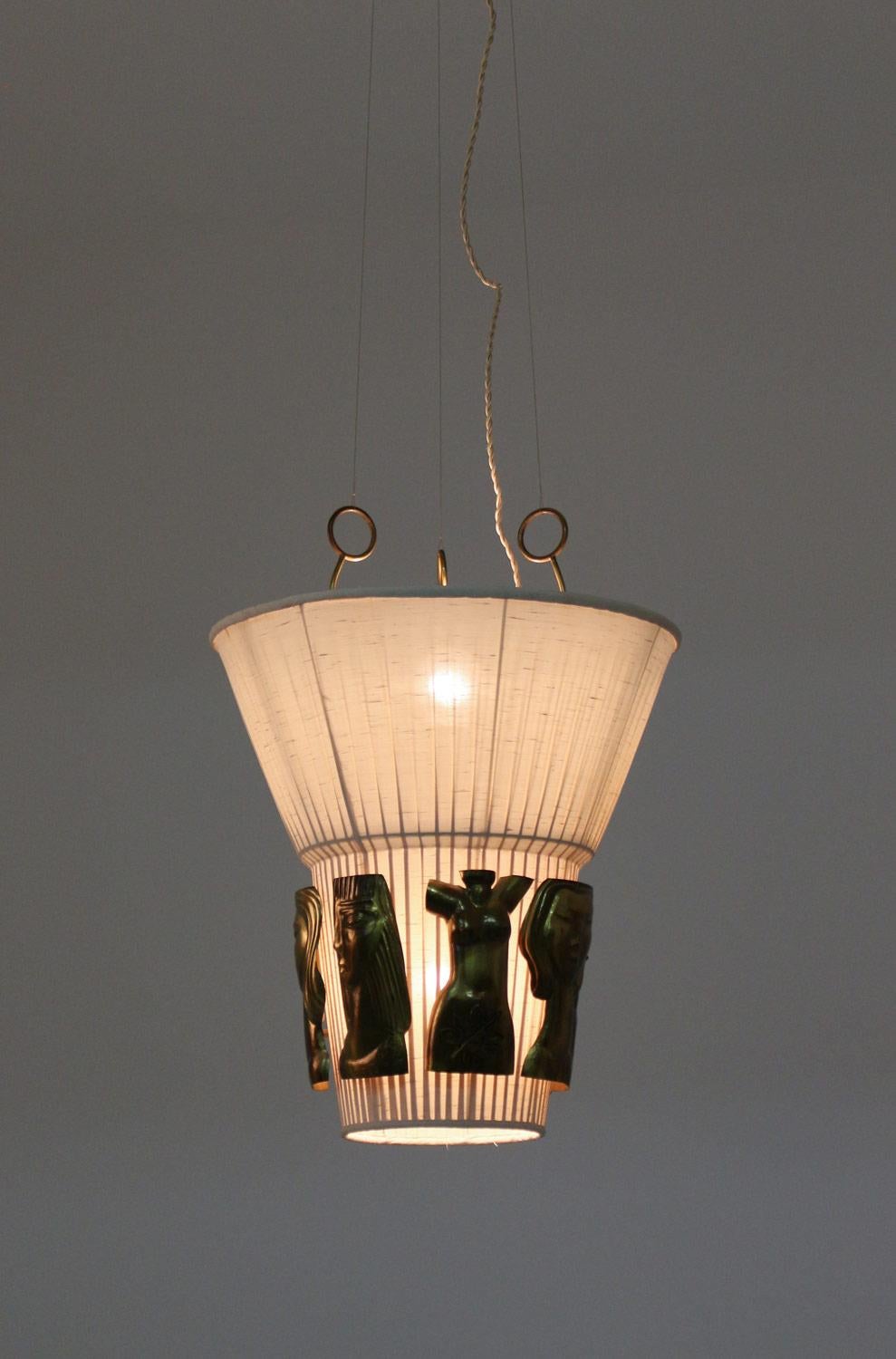 Brass Swedish Ceiling Lamp by Hans Bergström for Ateljé Lyktan, 1940s