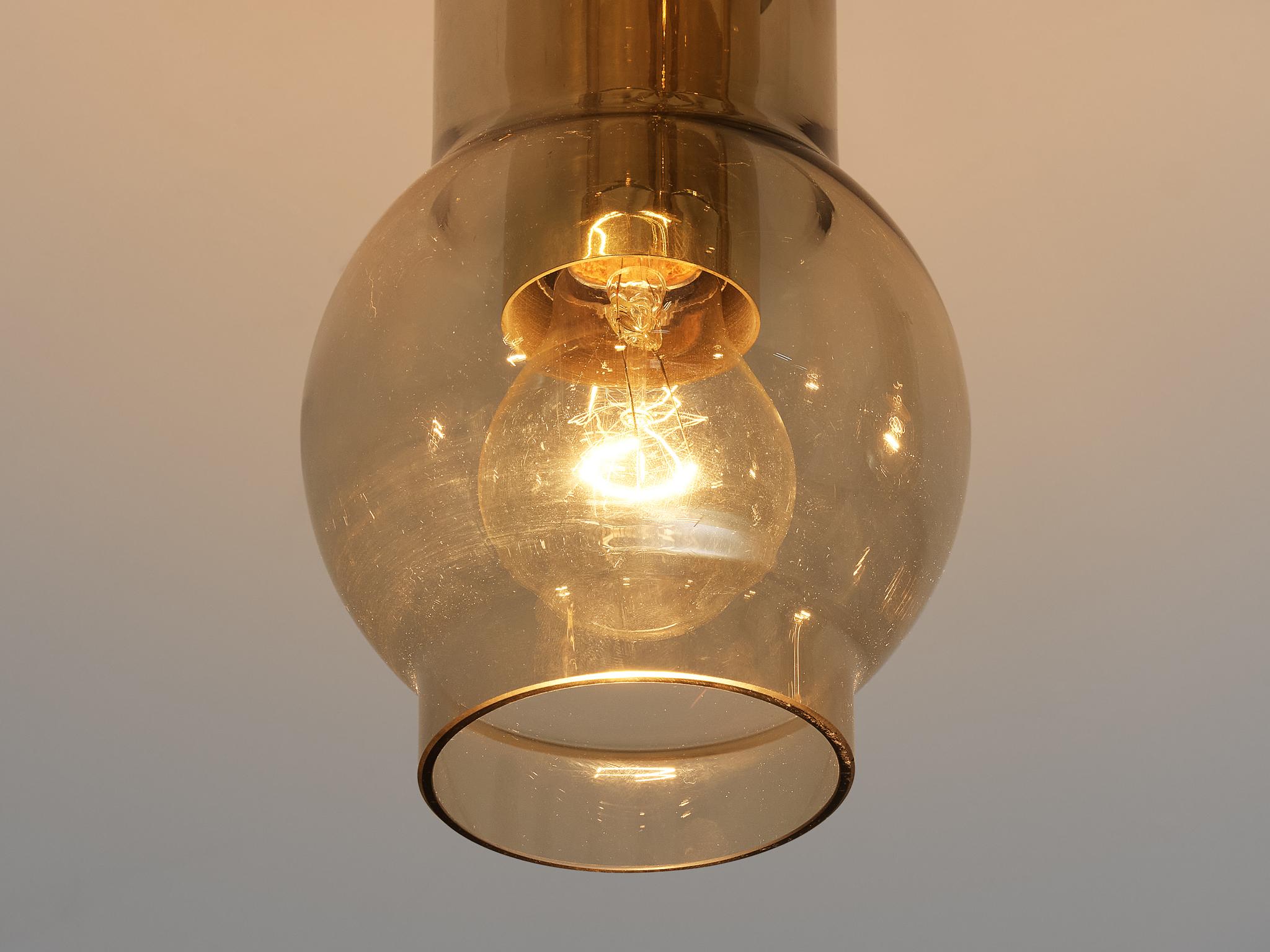 Swedish Ceiling Lamp in Brass with Smoked Glass Shades  For Sale 4