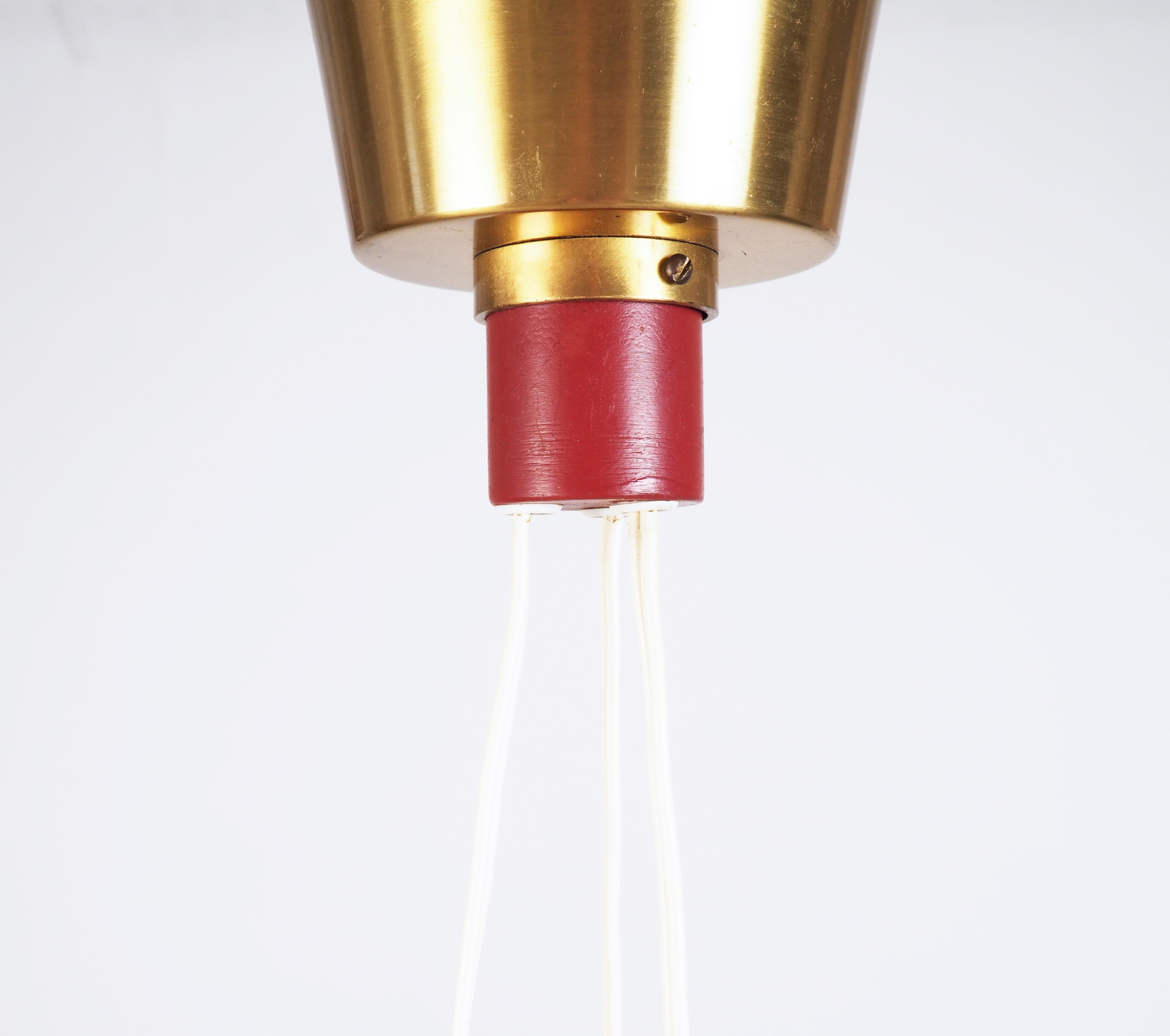 Swedish Ceiling Lamp in Lacquered Metal and Glass. 1950's In Excellent Condition In Goteborg, SE