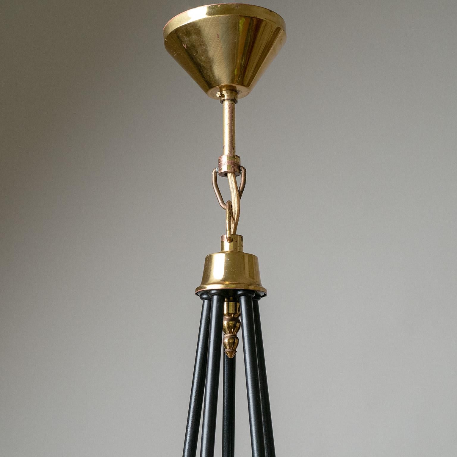 Brass Swedish Ceiling Light, 1950s, Enameled Glass For Sale
