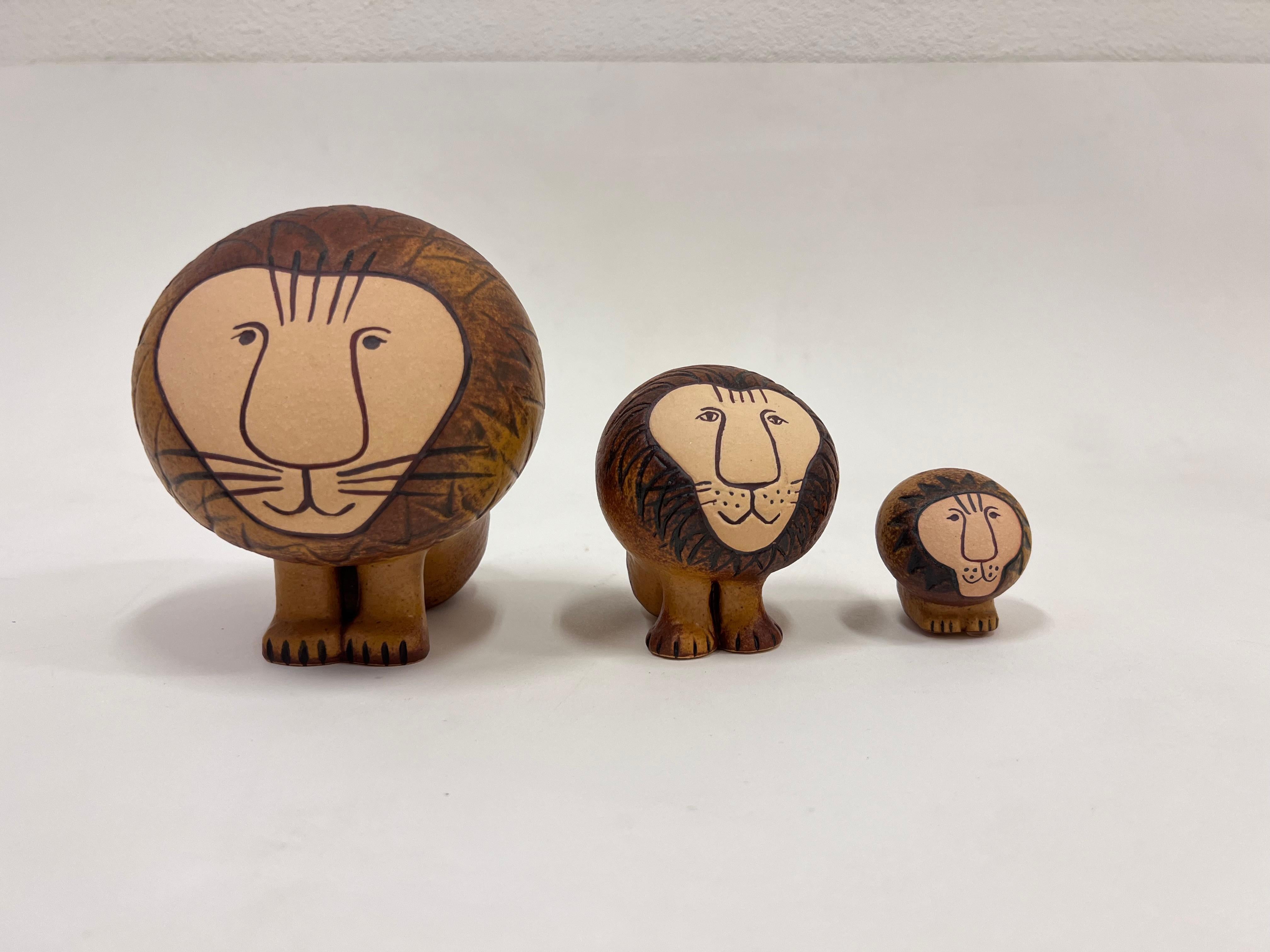 Mid-Century Modern Swedish Ceramic Family of Lions by Lisa Larson 