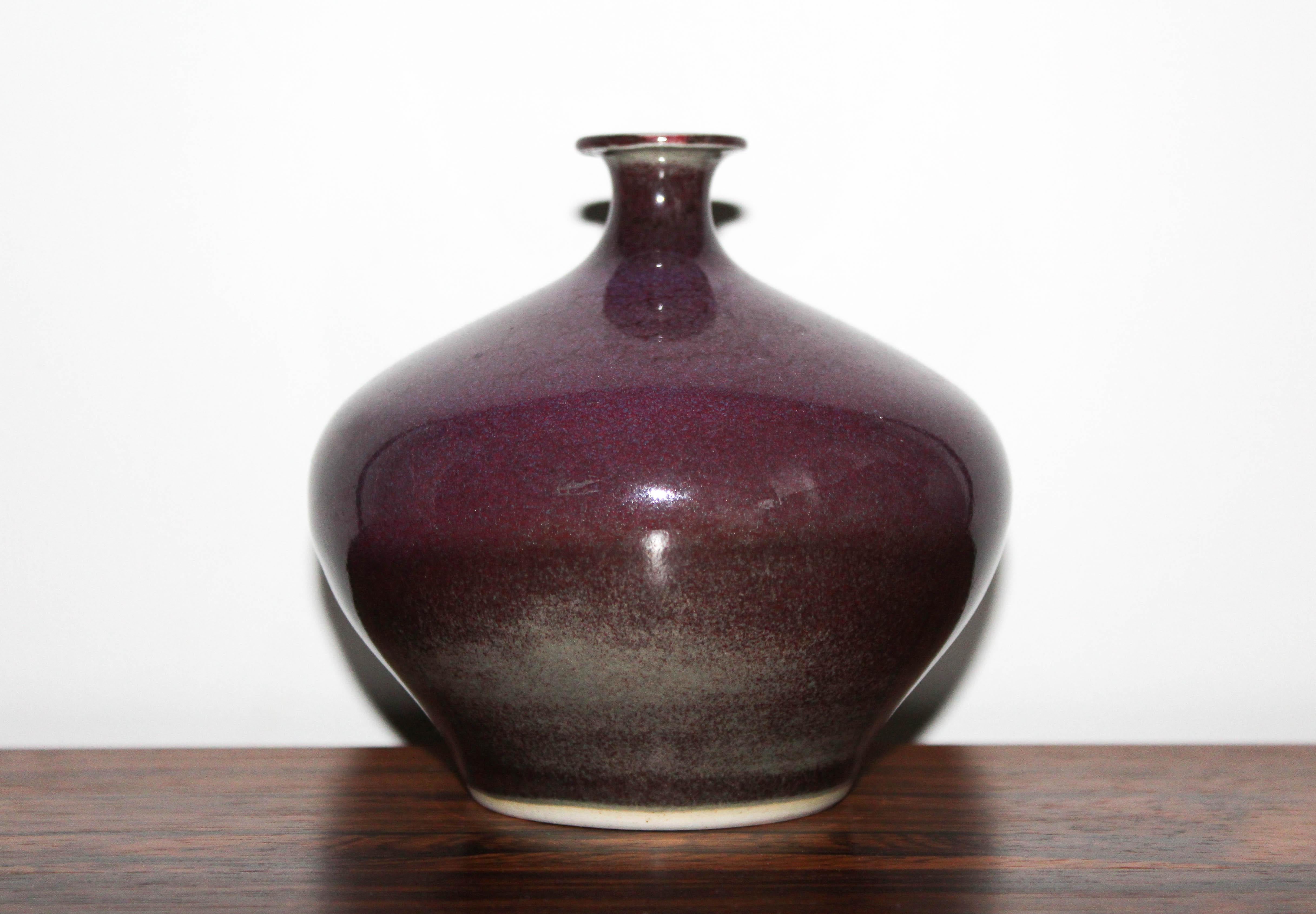 Scandinavian Modern Swedish Ceramic Vase by Sven Hofverberg For Sale