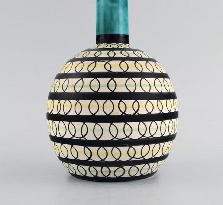 Swedish ceramicist, Unique vase in glazed stoneware, Colorful