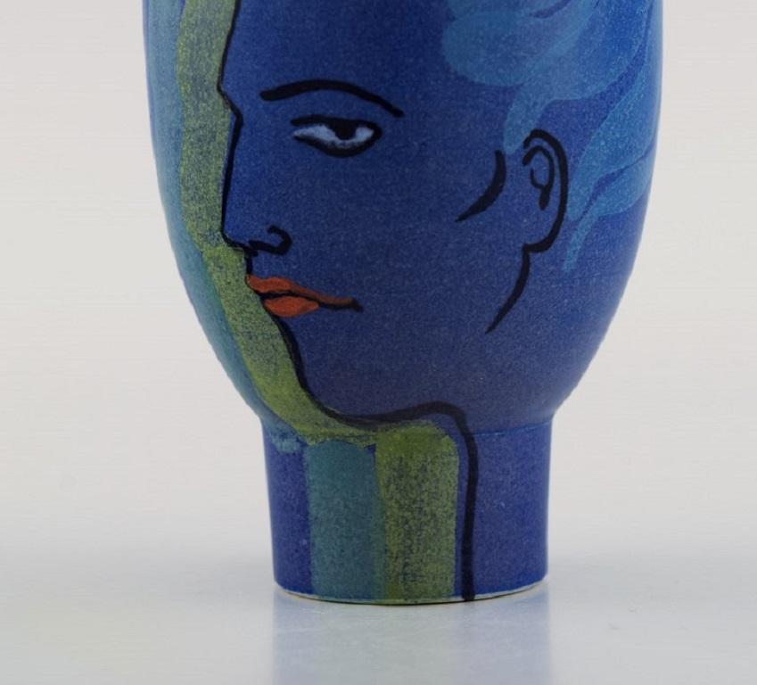 Modern Swedish Ceramicist, Unique Vase in Hand-Painted and Glazed Ceramics