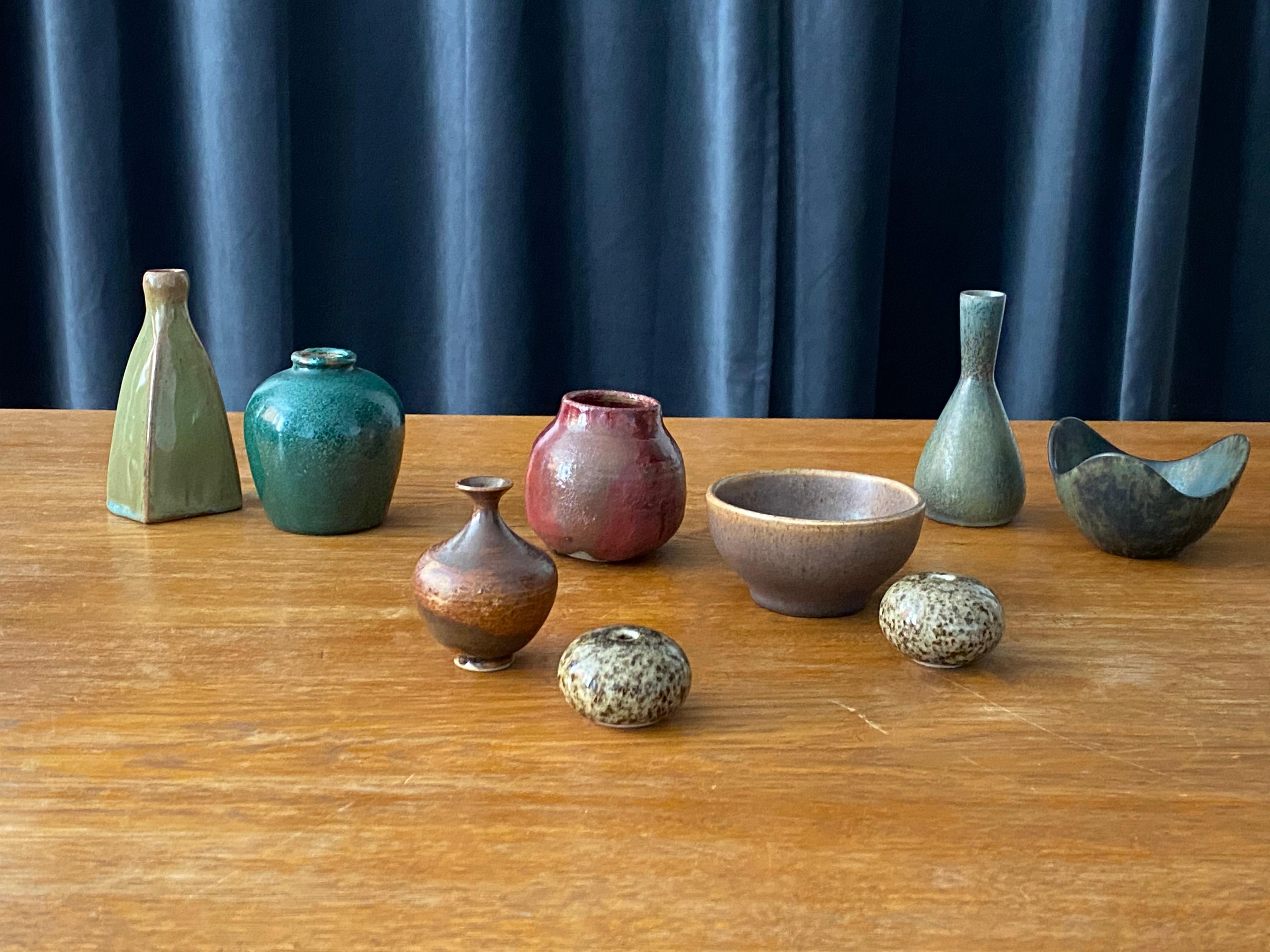 Swedish Ceramicists, Collection of Small Vases, Stoneware, Sweden, 1950s-1960s In Good Condition In High Point, NC