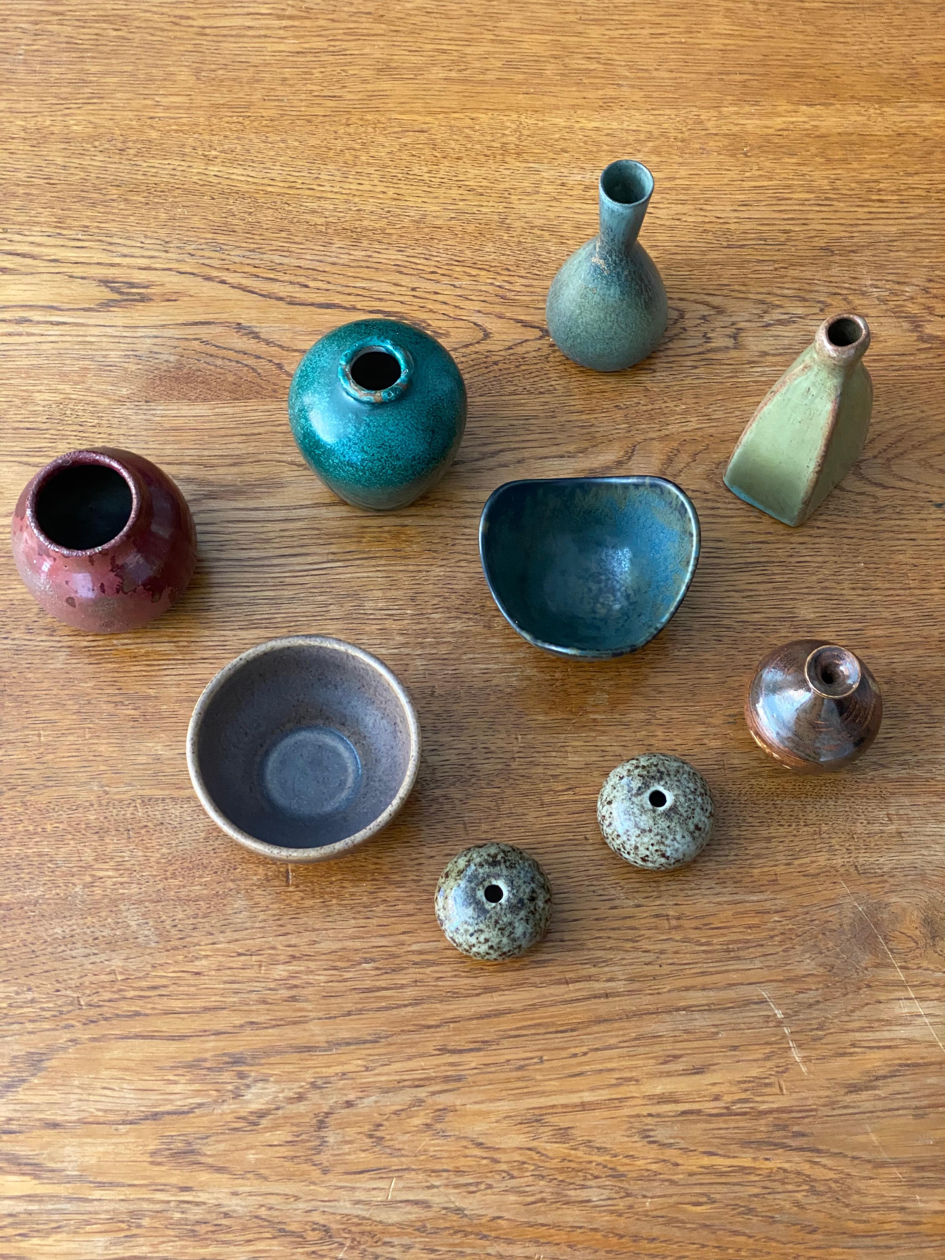 Mid-20th Century Swedish Ceramicists, Collection of Small Vases, Stoneware, Sweden, 1950s-1960s