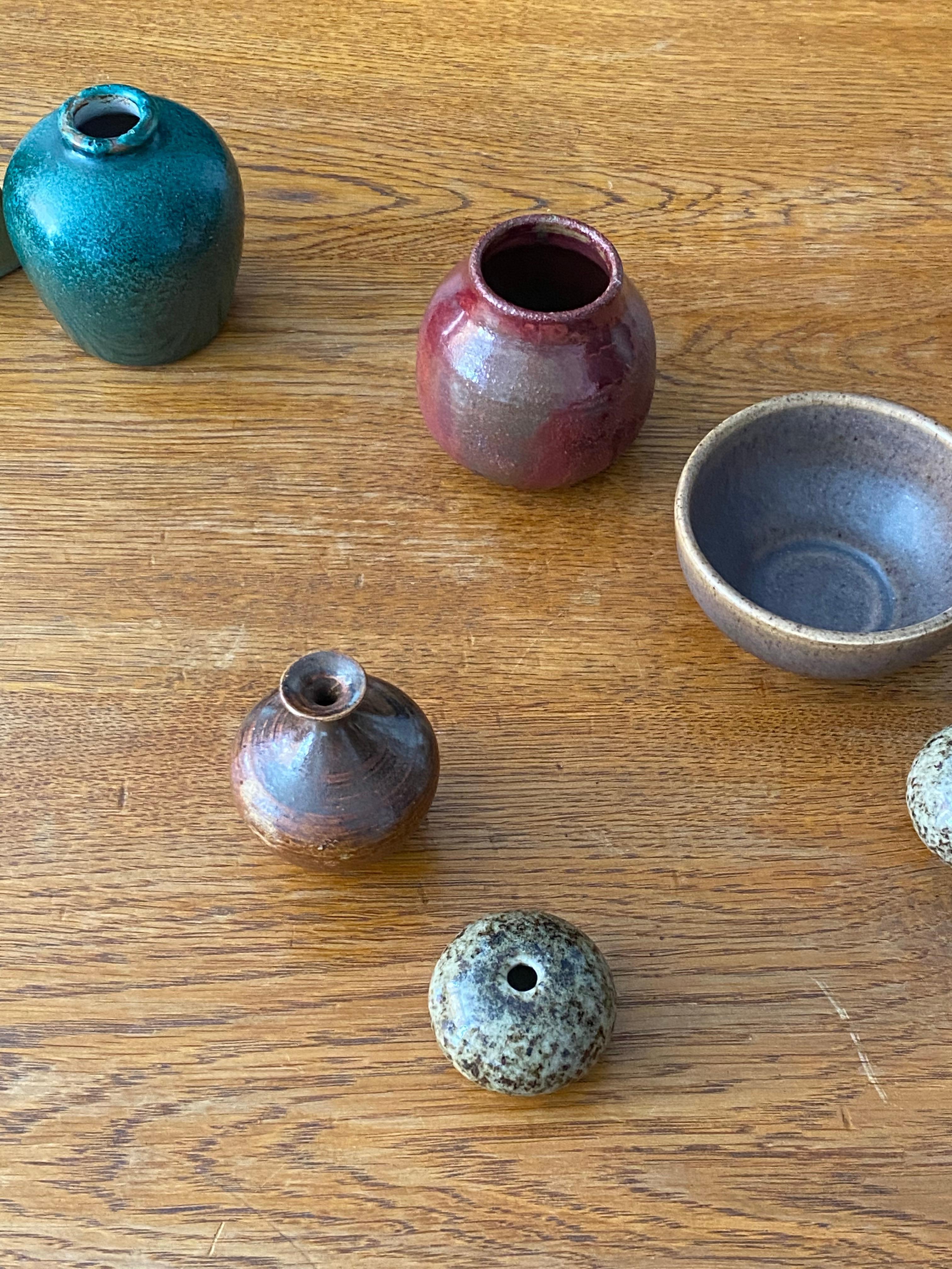 Swedish Ceramicists, Collection of Small Vases, Stoneware, Sweden, 1950s-1960s 1