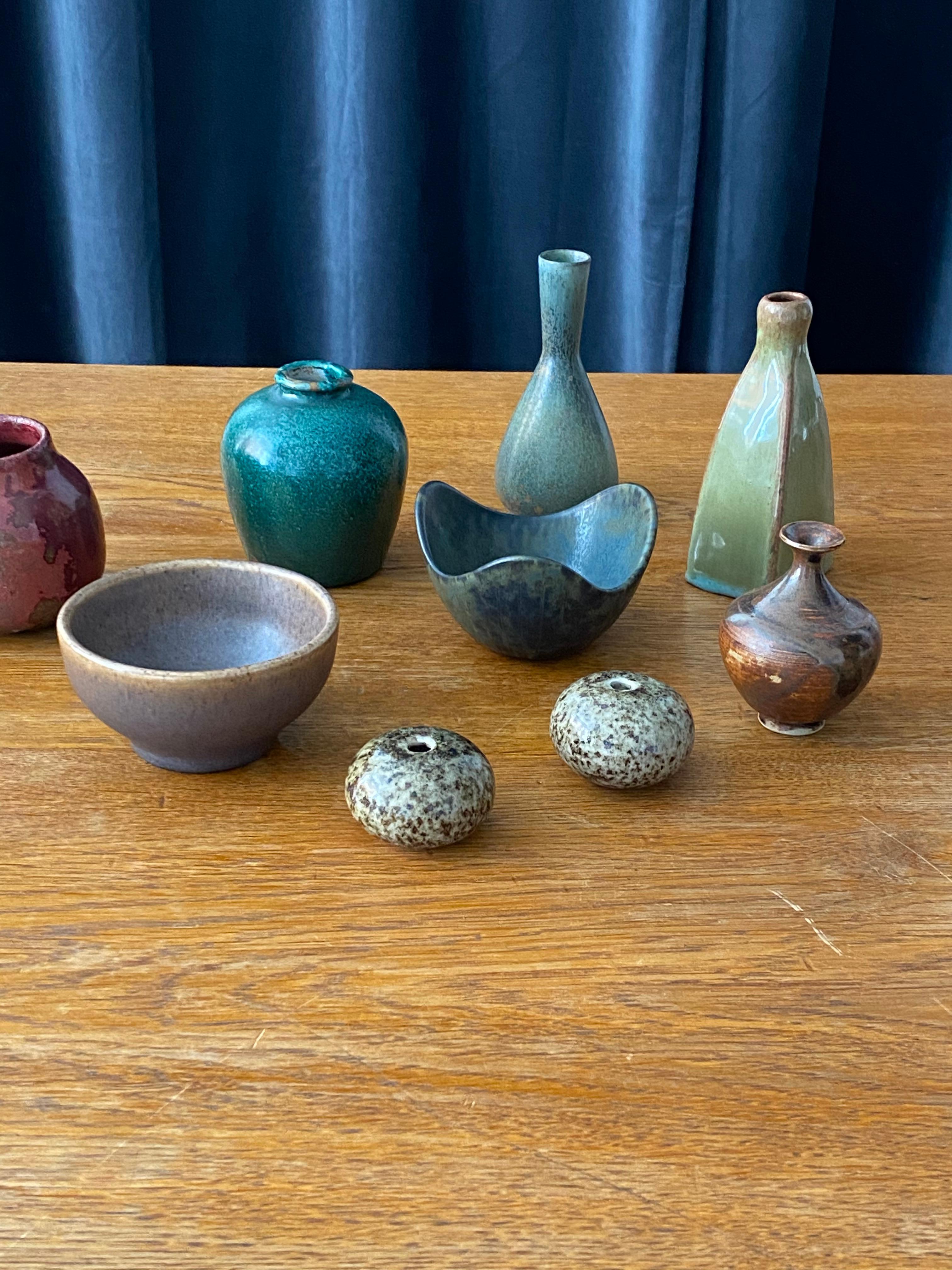 Swedish Ceramicists, Collection of Small Vases, Stoneware, Sweden, 1950s-1960s 2