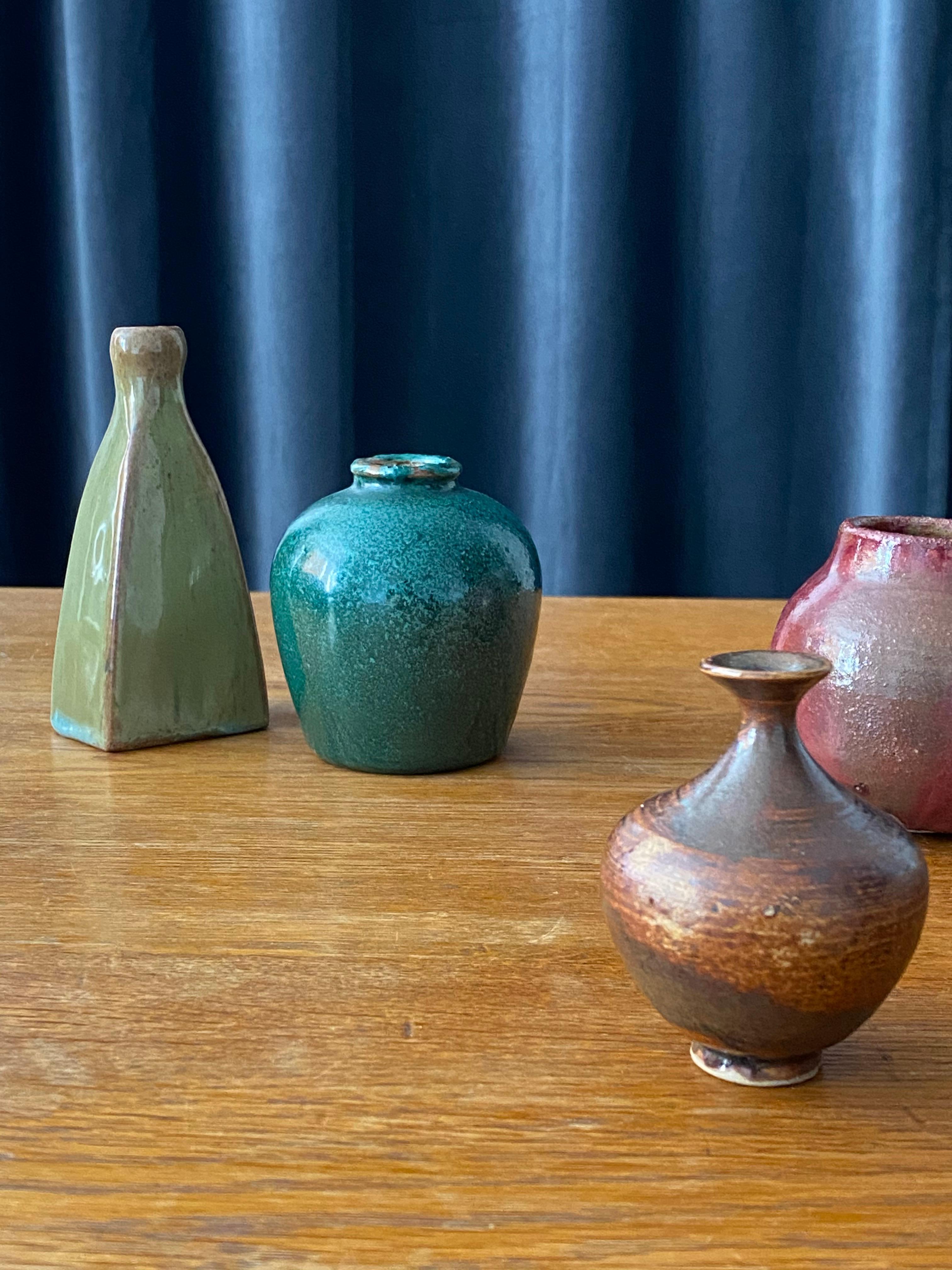 Swedish Ceramicists, Collection of Small Vases, Stoneware, Sweden, 1950s-1960s 4