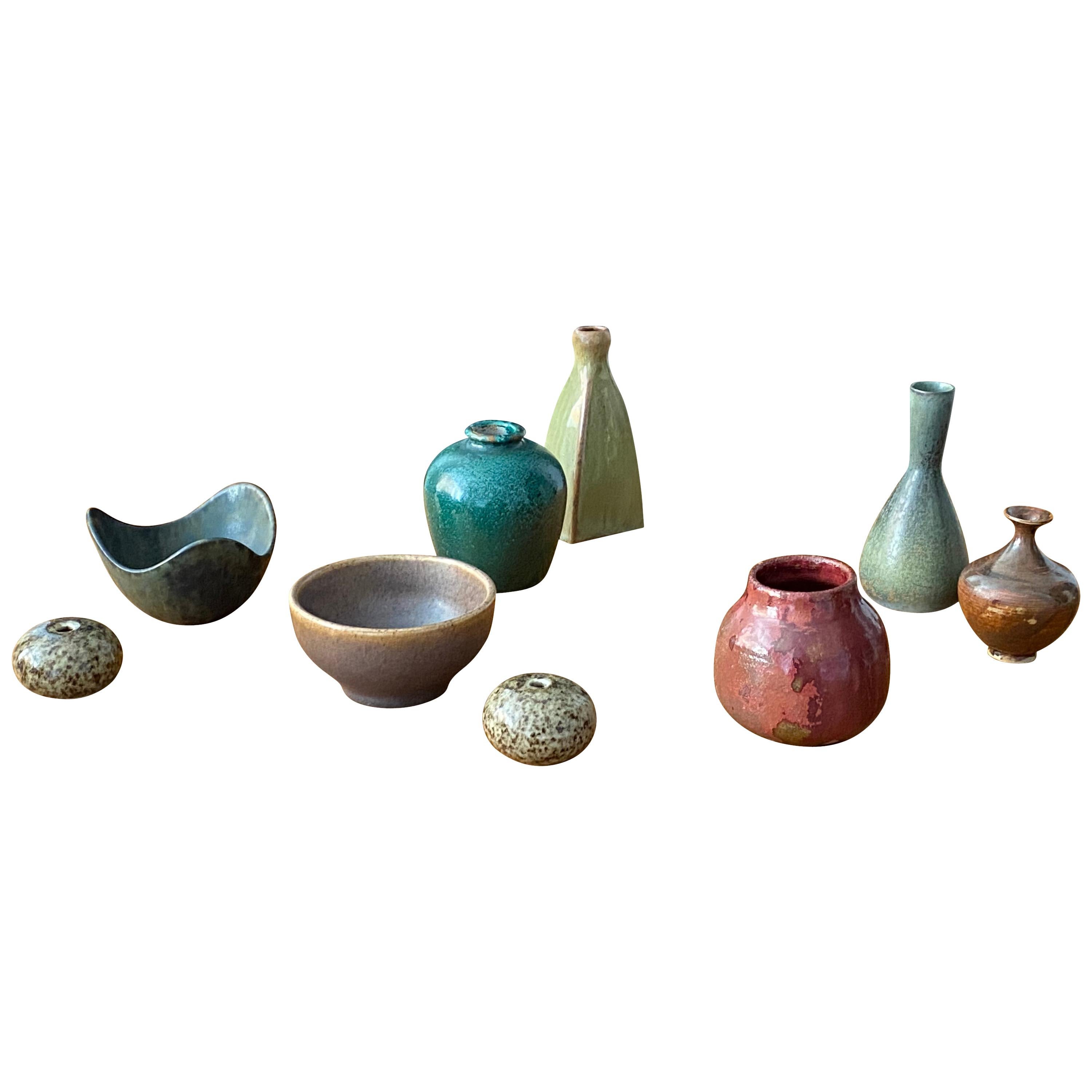 Swedish Ceramicists, Collection of Small Vases, Stoneware, Sweden, 1950s-1960s