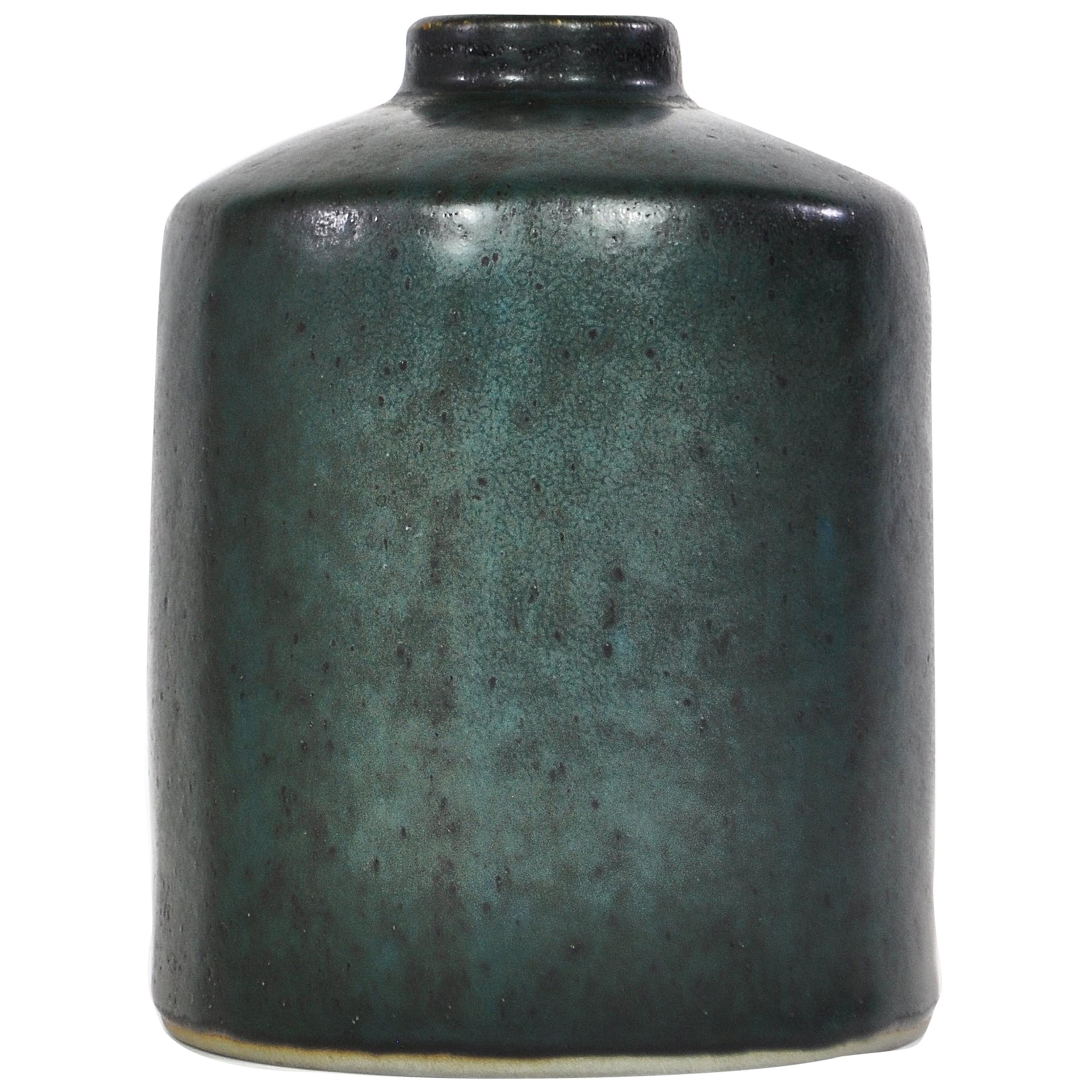 Swedish Ceramics Dark Green Vase by Carl-Harry Staalhane for Rörstrand, 1960s