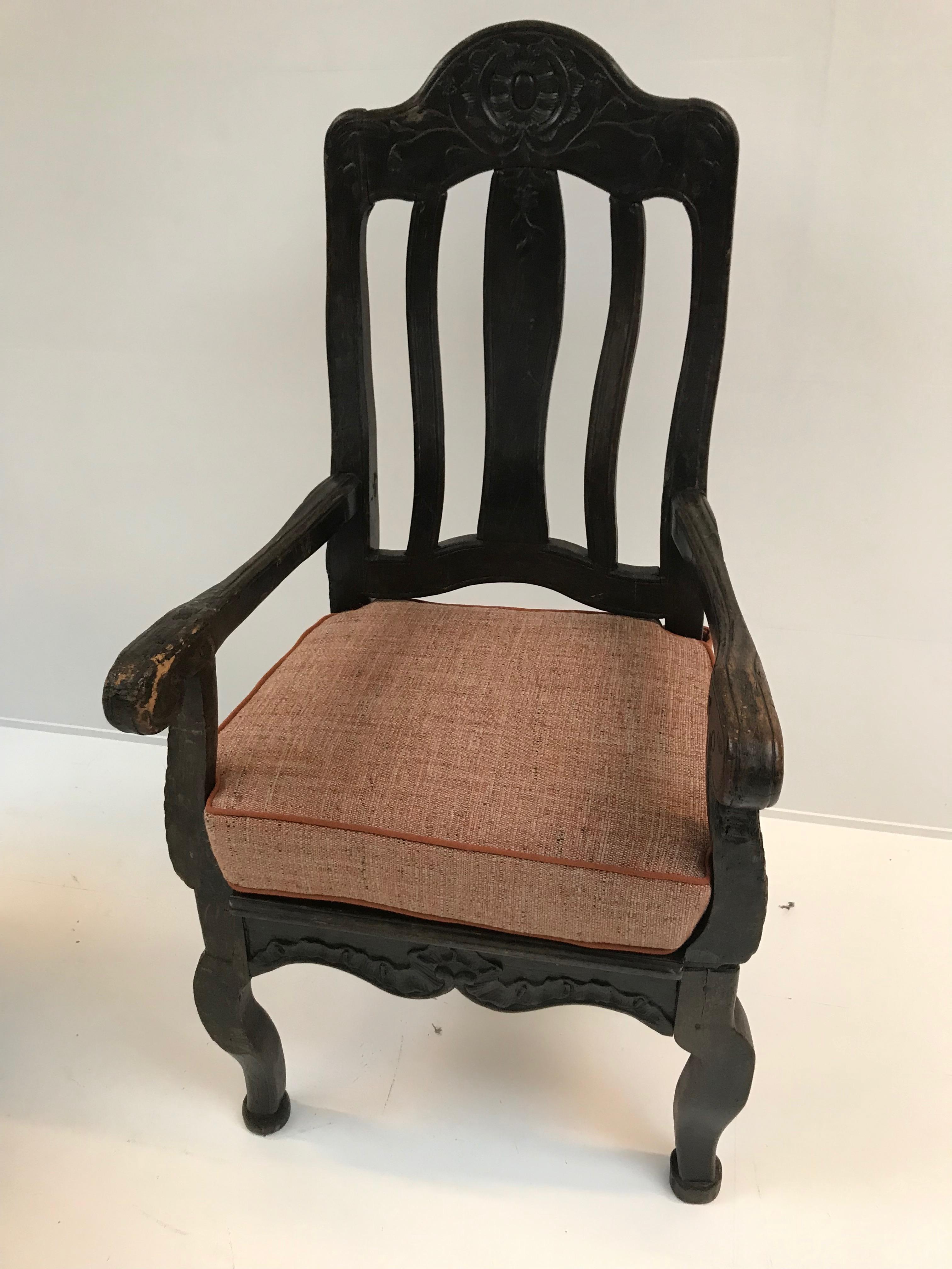 Swedish Chair, Dark Patinated In Fair Condition For Sale In Schellebelle, BE