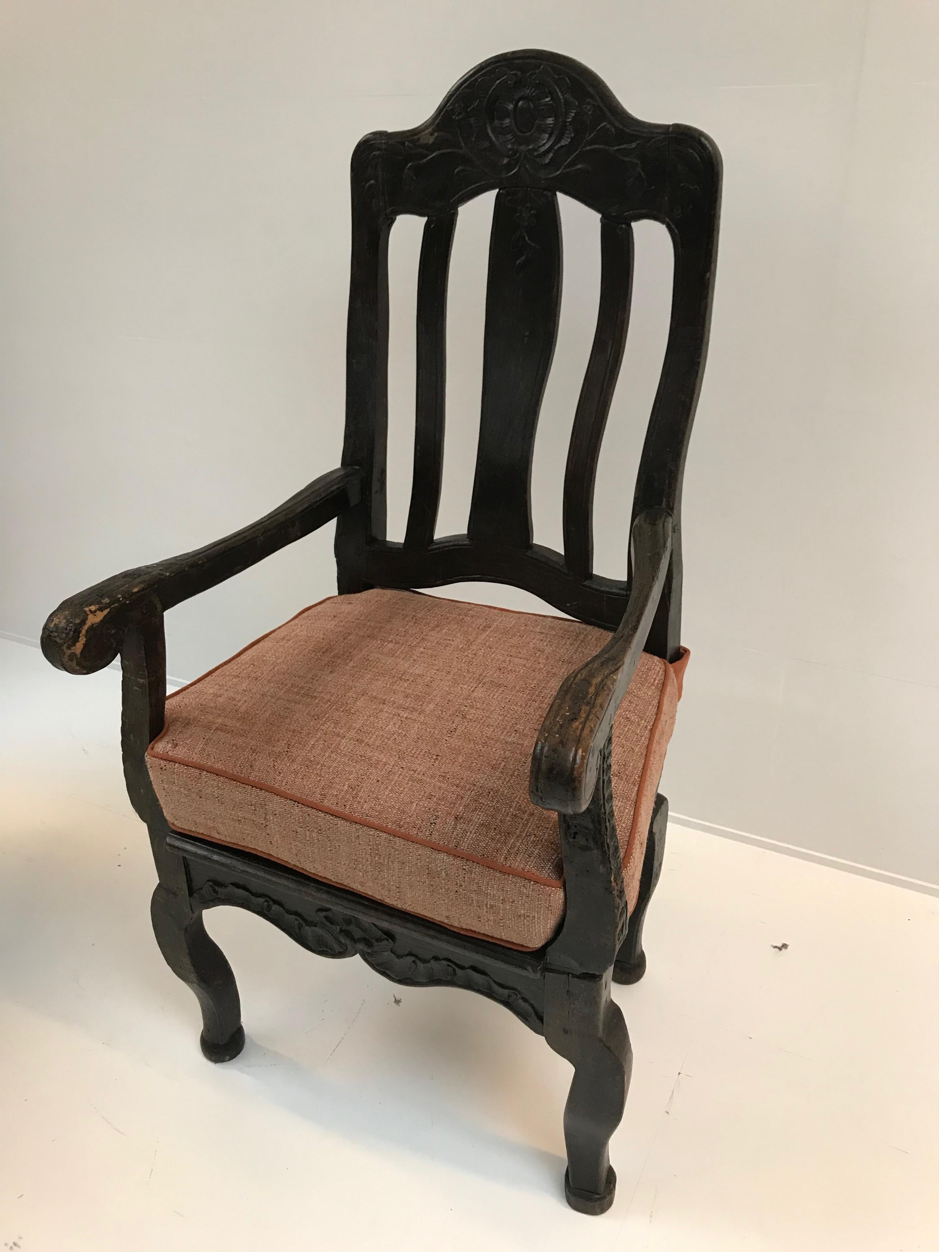 18th Century and Earlier Swedish Chair, Dark Patinated For Sale
