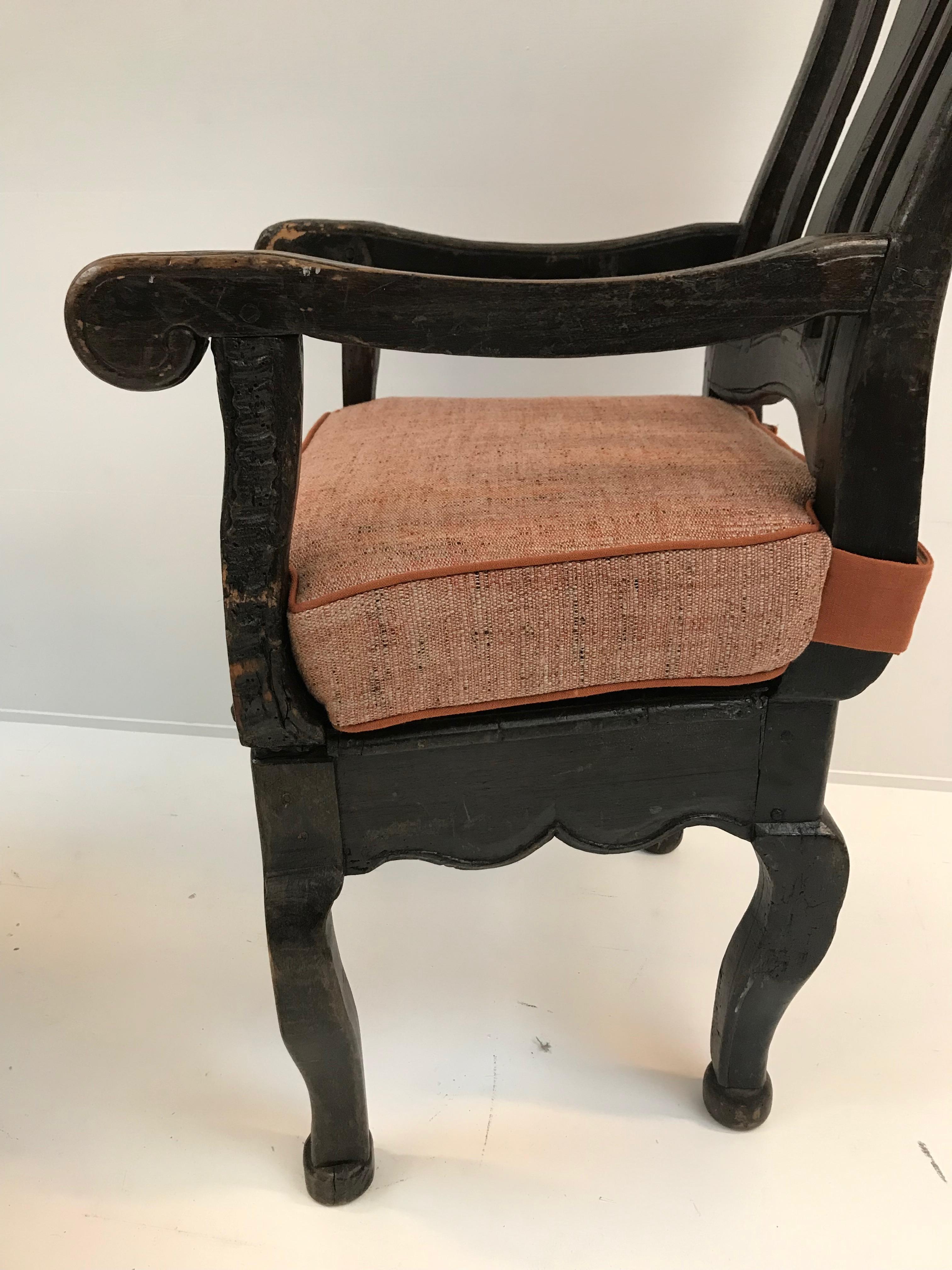 Wood Swedish Chair, Dark Patinated For Sale