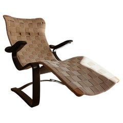 Chaiselong / daybed svedese in fettuccia di lino di Gustav Axel Berg