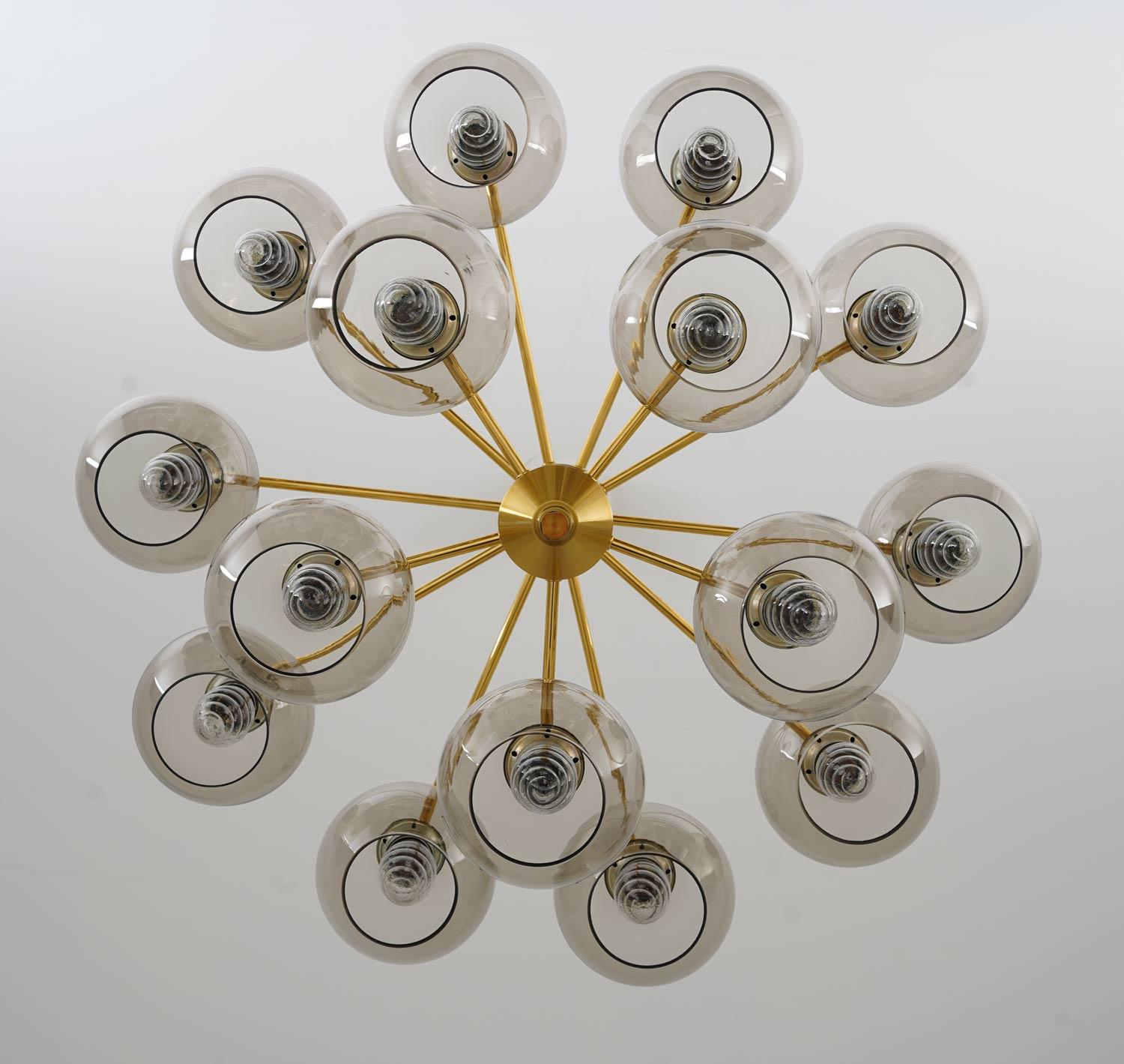 Swedish Chandeliers in Brass and Glass by Holger Johansson For Sale 1