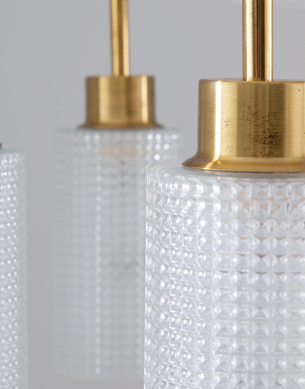 Swedish Chandeliers in Brass and Glass by Holger Johansson For Sale 2