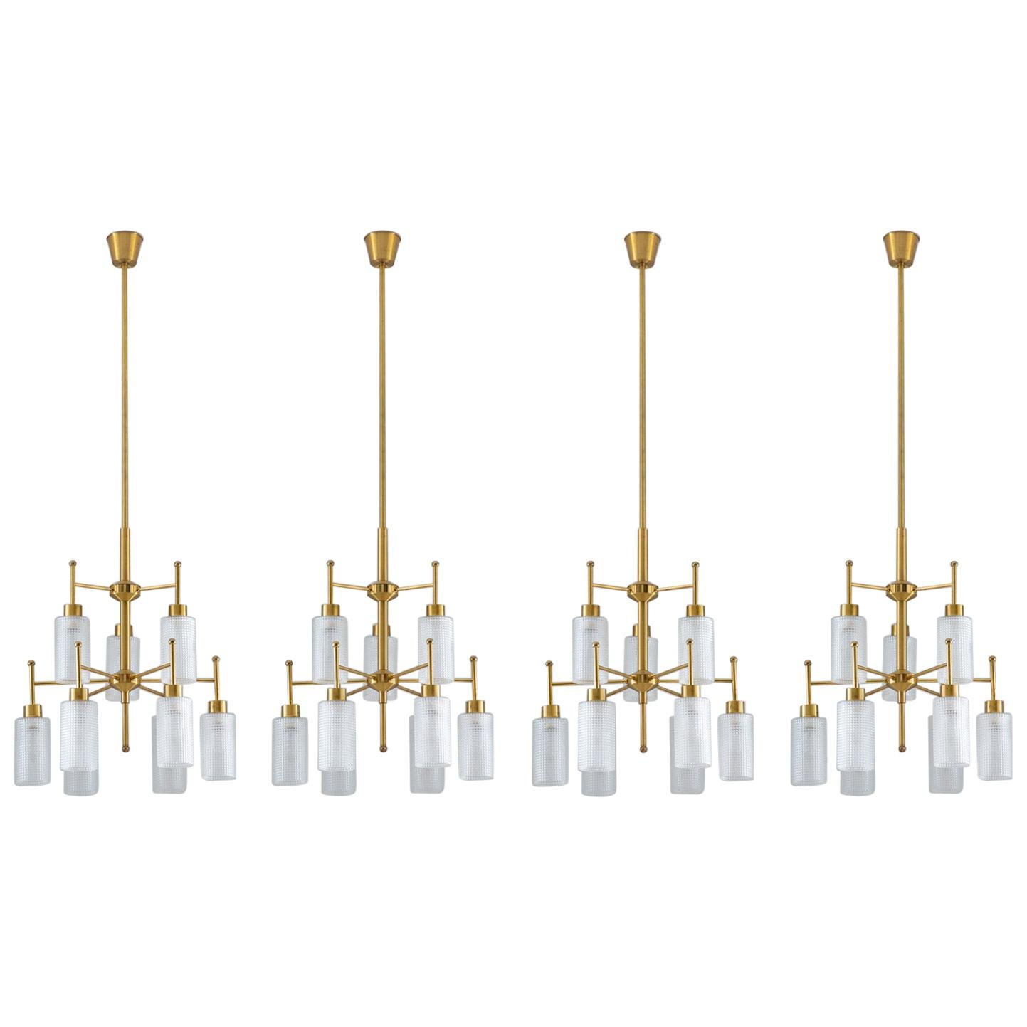 Swedish Chandeliers in Brass and Glass by Holger Johansson