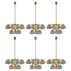 Swedish Chandeliers in Brass and Glass by Holger Johansson