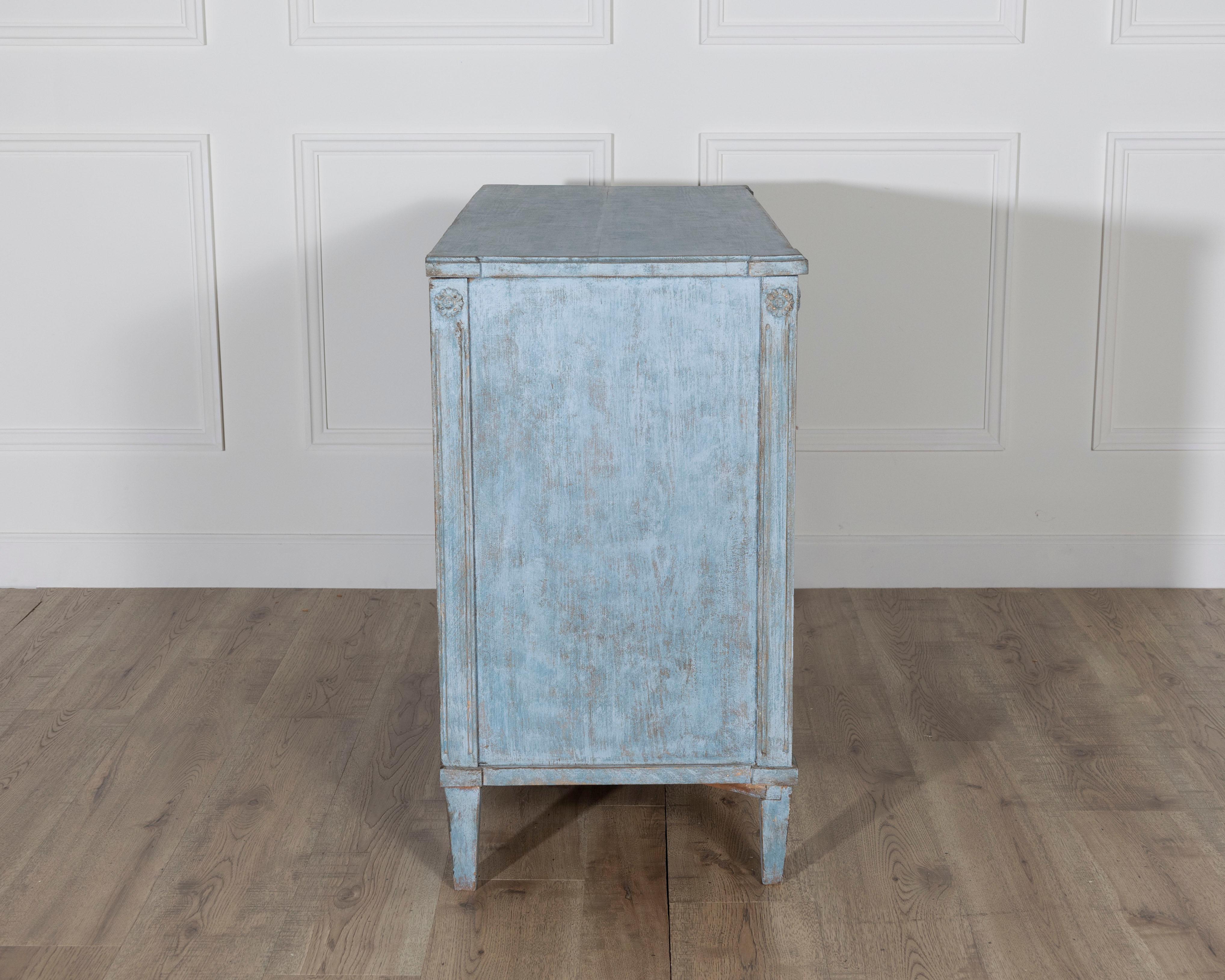 Swedish Chest of Drawers in Blue Paint, Circa 1860 For Sale 1