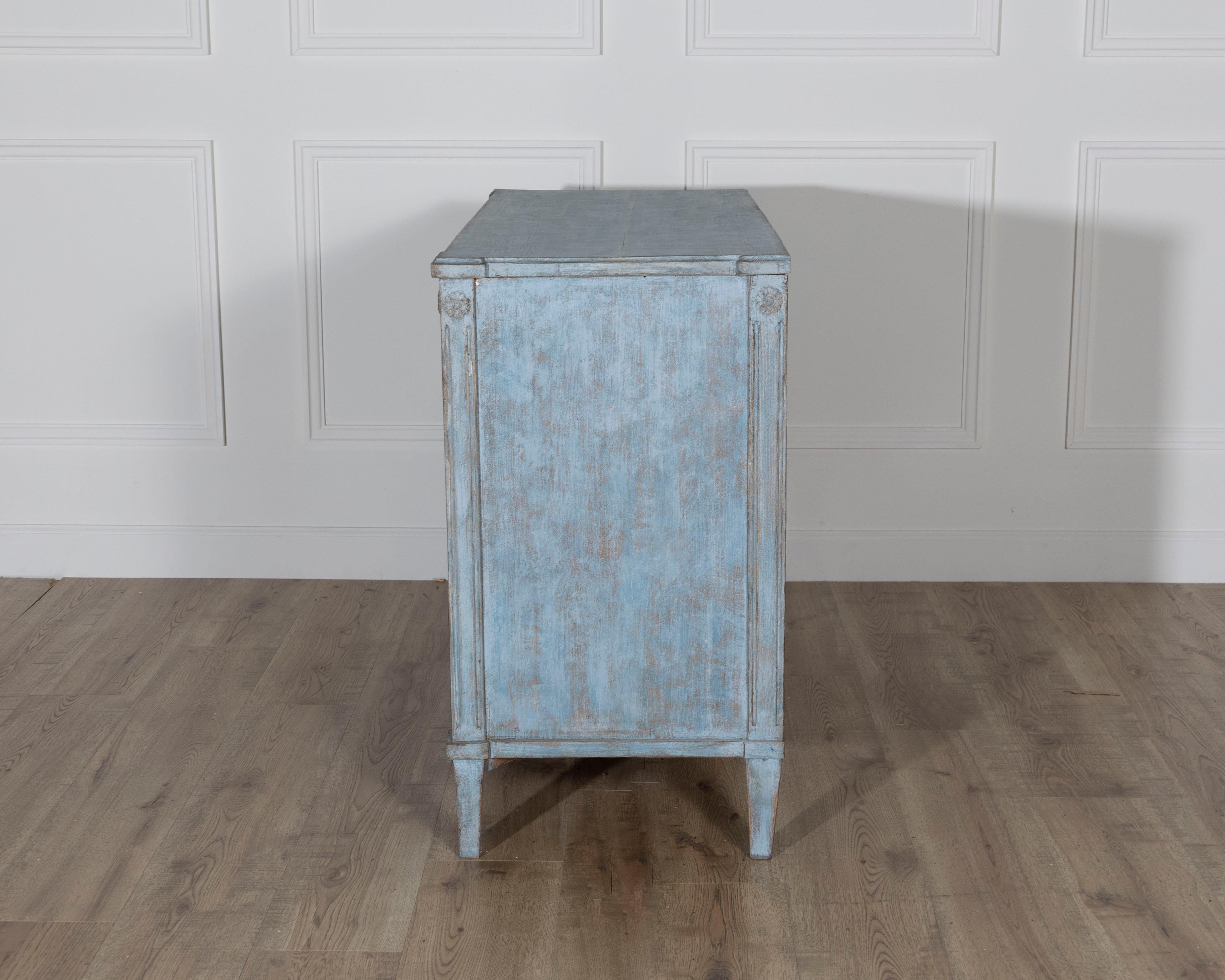 Swedish Chest of Drawers in Blue Paint, Circa 1860 For Sale 3