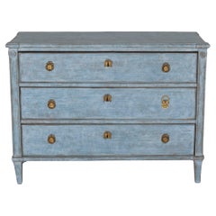 Swedish Chest of Drawers in Blue Paint, Circa 1860