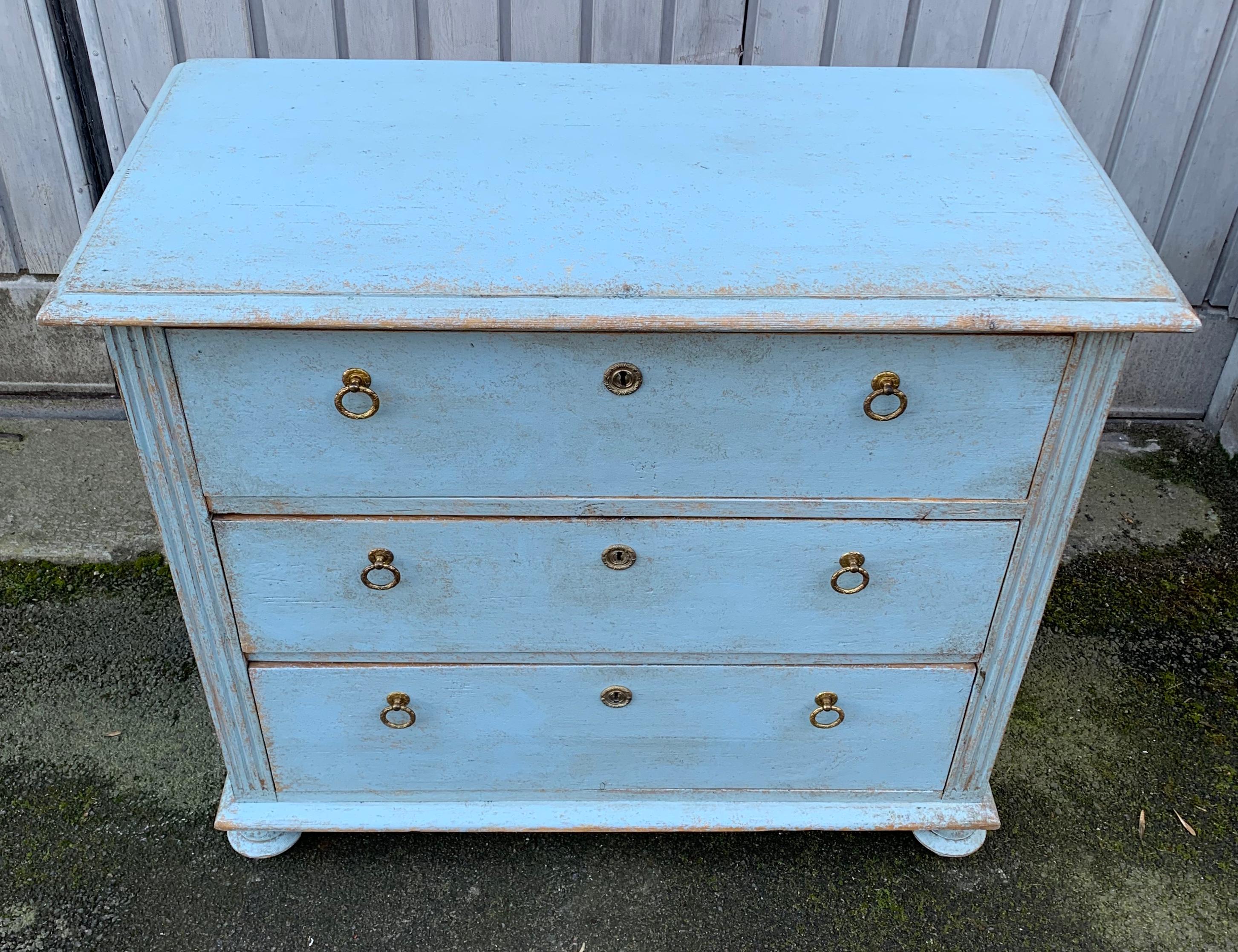 Swedish Chest Of Drawers In Light Blue Paint Gustavian Style 2
