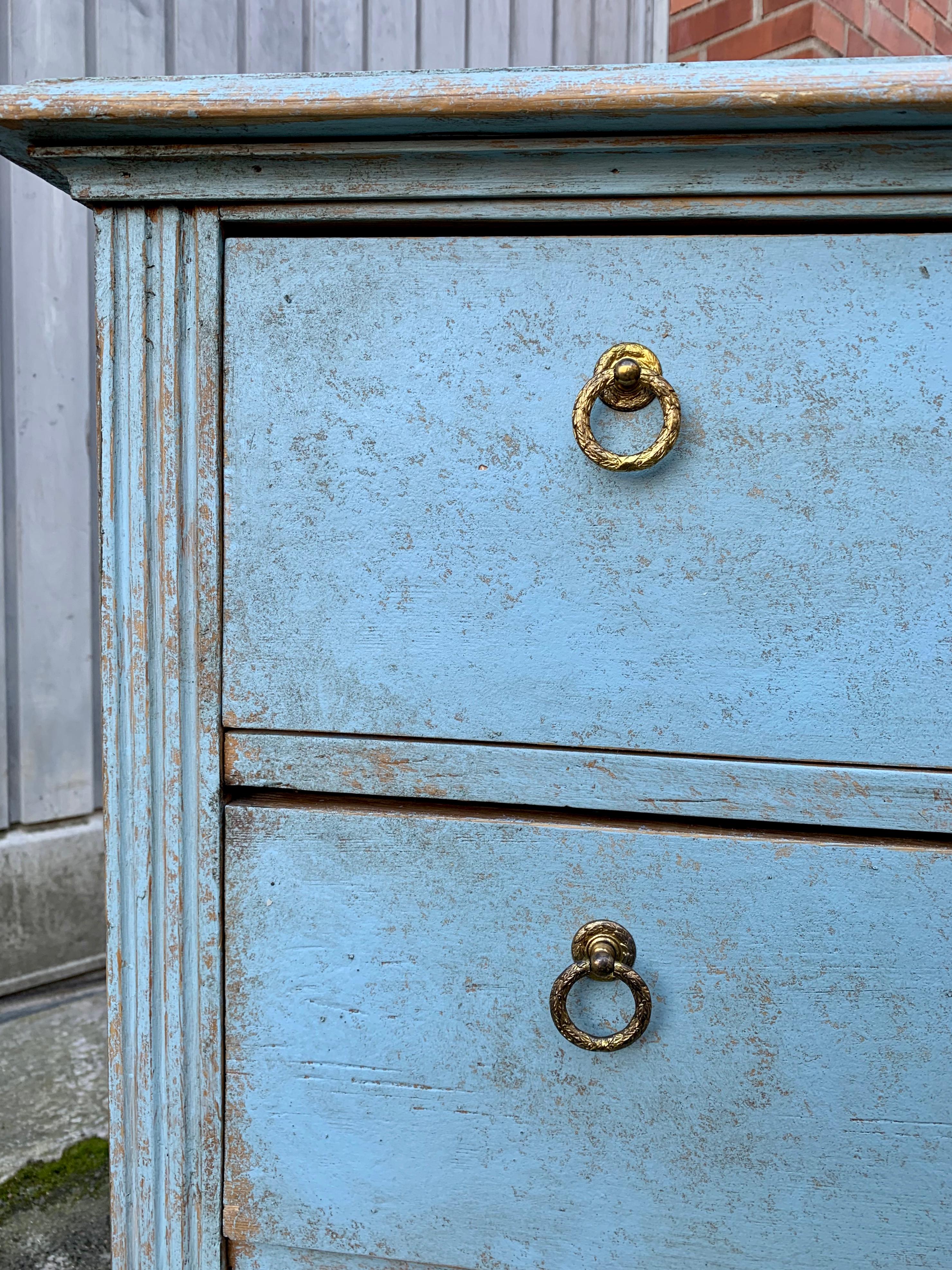 Swedish Chest Of Drawers In Light Blue Paint Gustavian Style 4