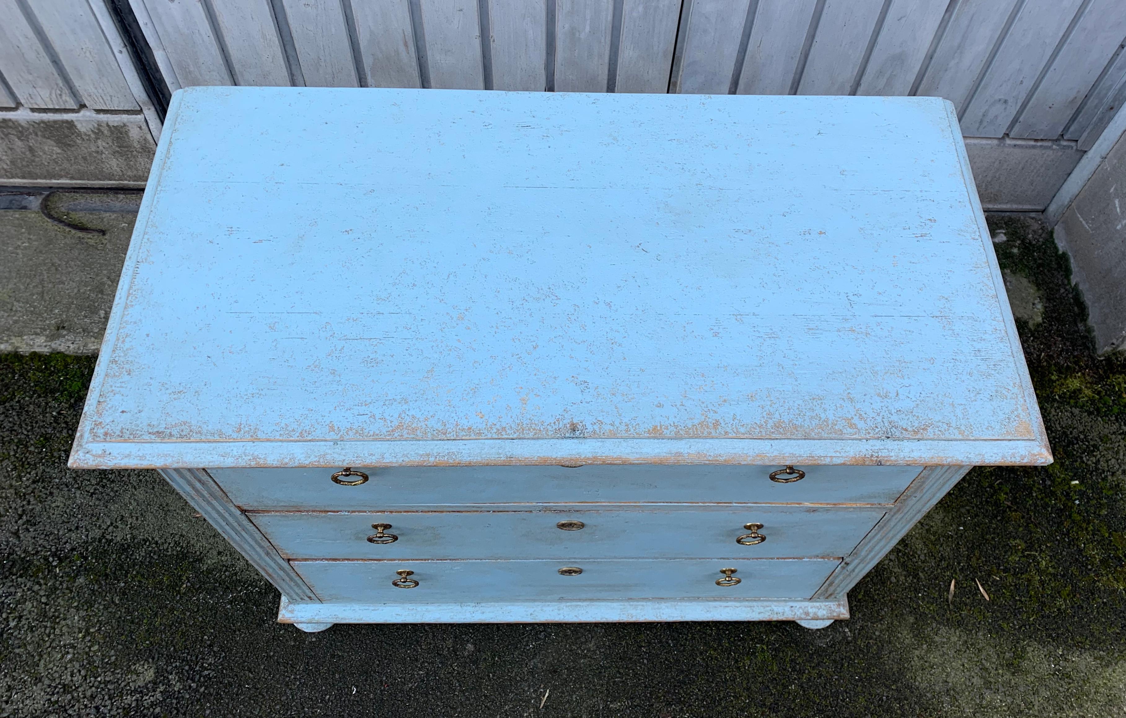 blue painted chest of drawers
