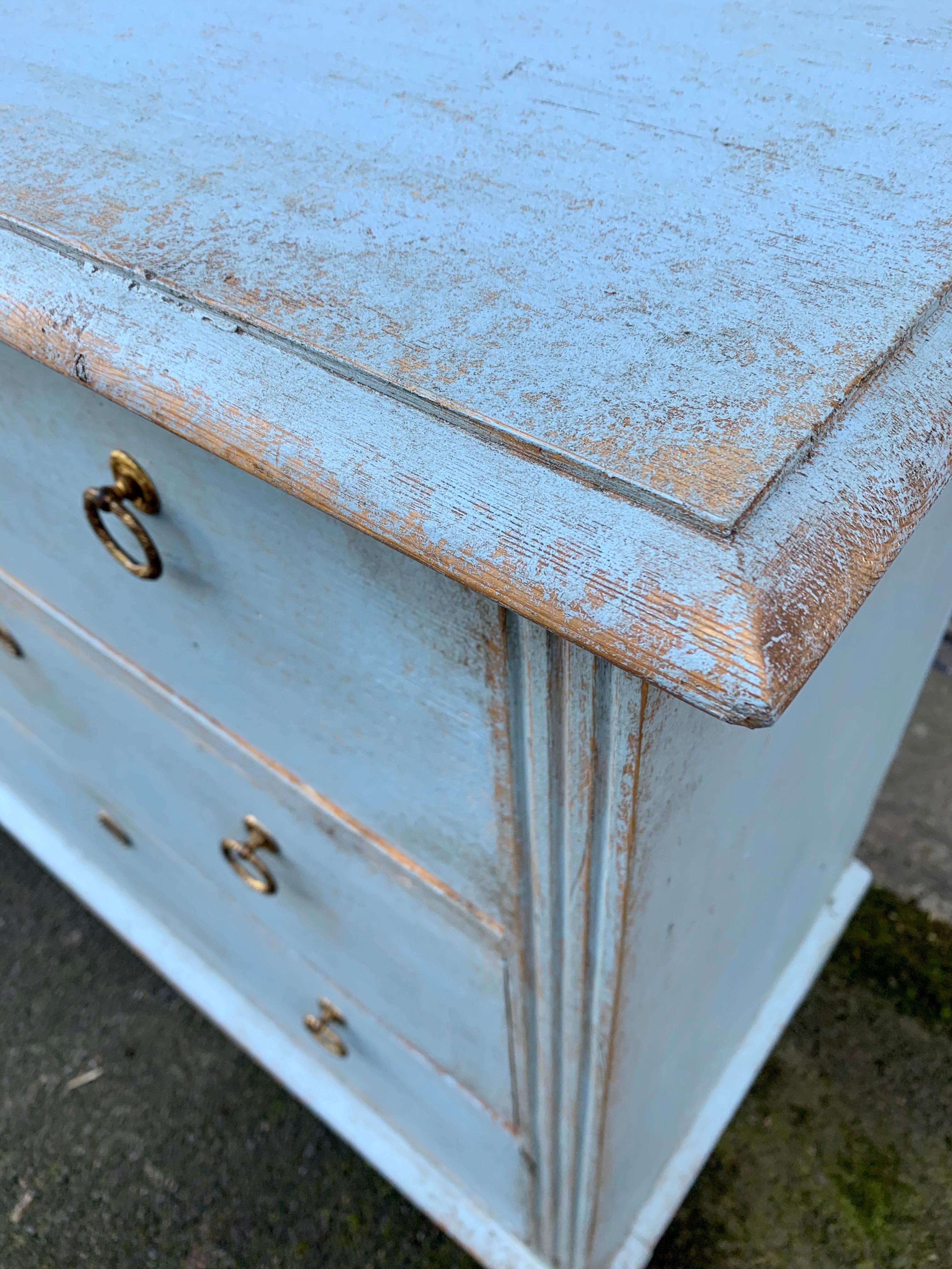 Painted Swedish Chest Of Drawers In Light Blue Paint Gustavian Style