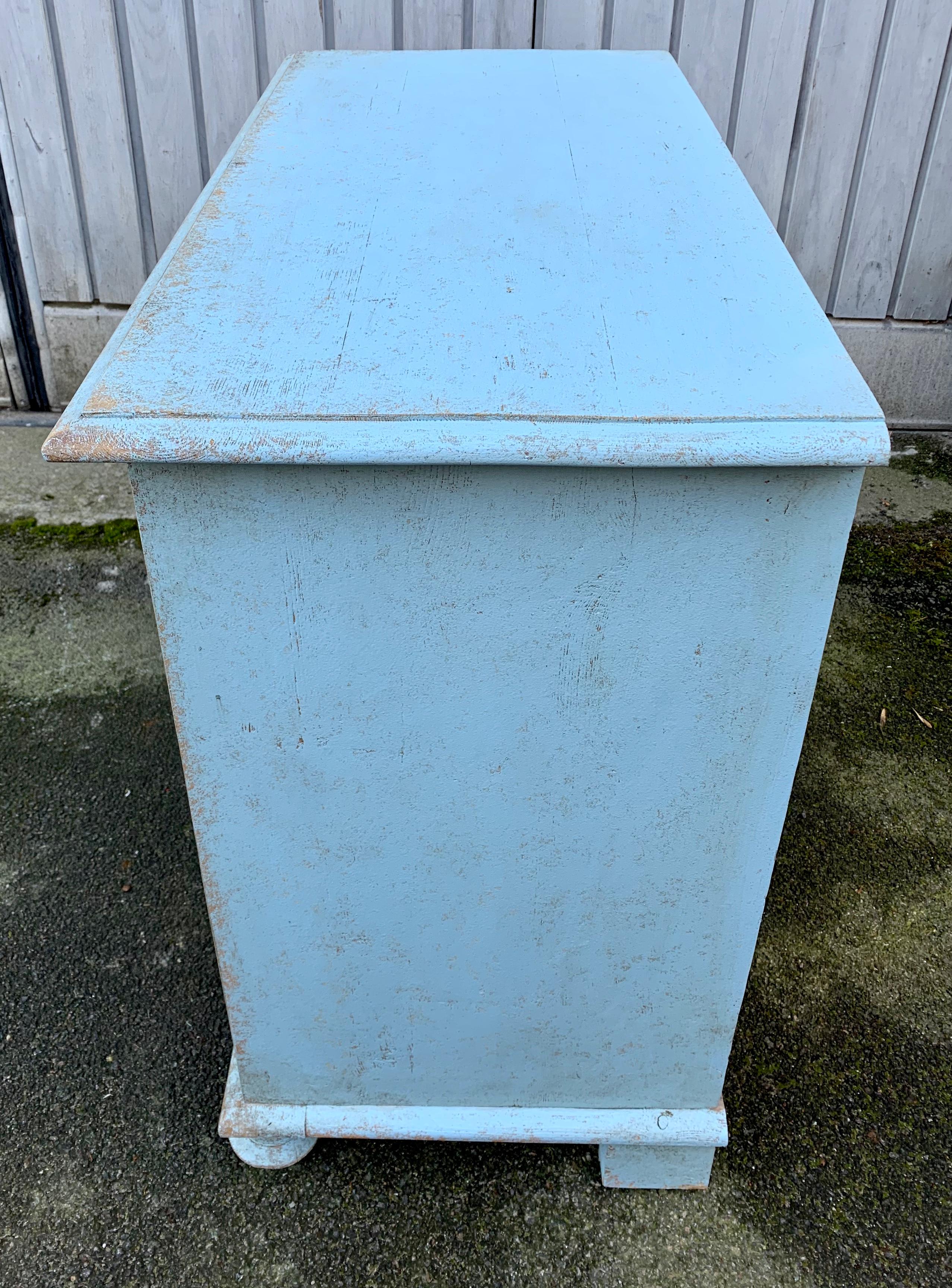 Pine Swedish Chest Of Drawers In Light Blue Paint Gustavian Style