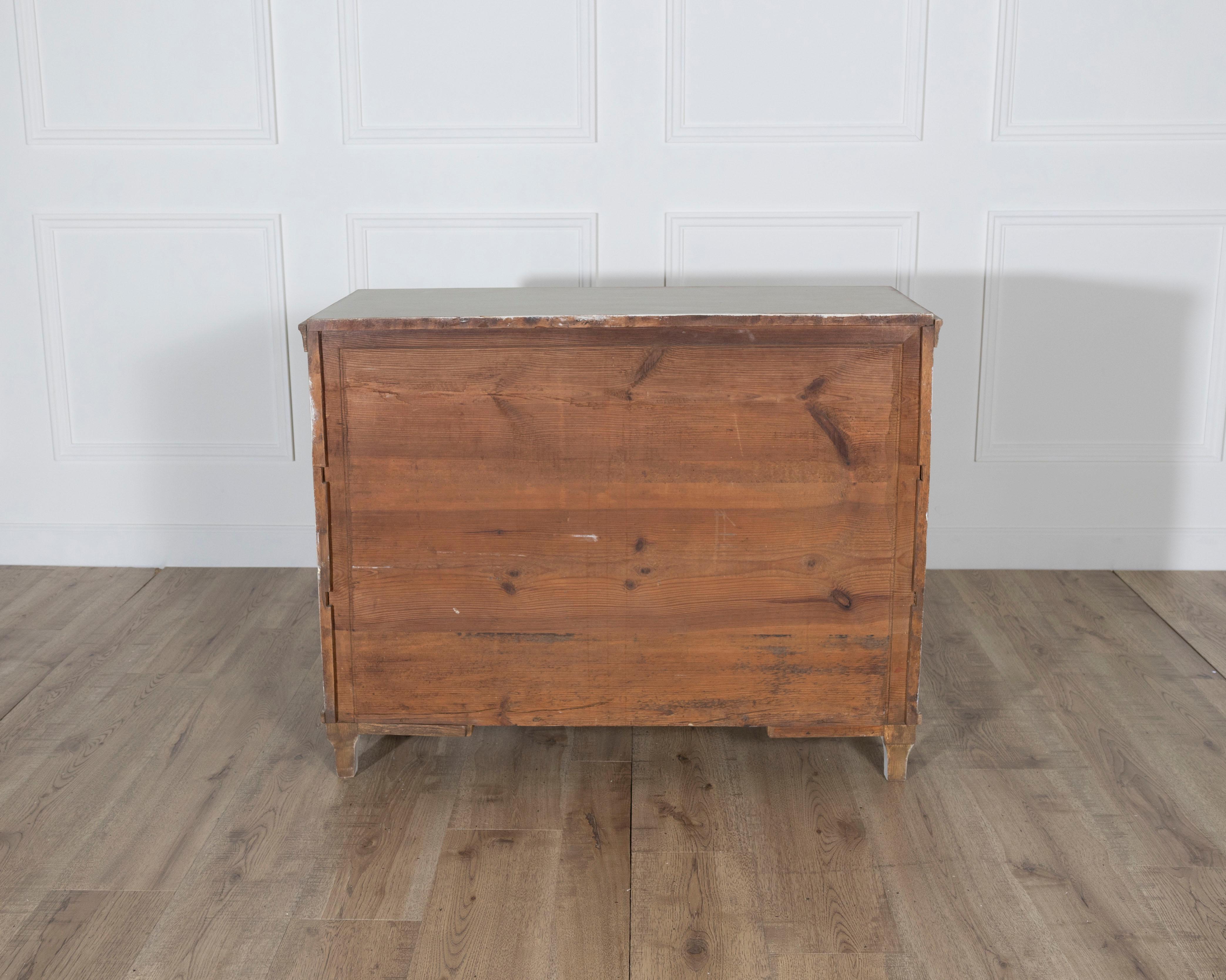 Wood Swedish Chest of Drawers with Dentil Carving, Mid-19th Century For Sale