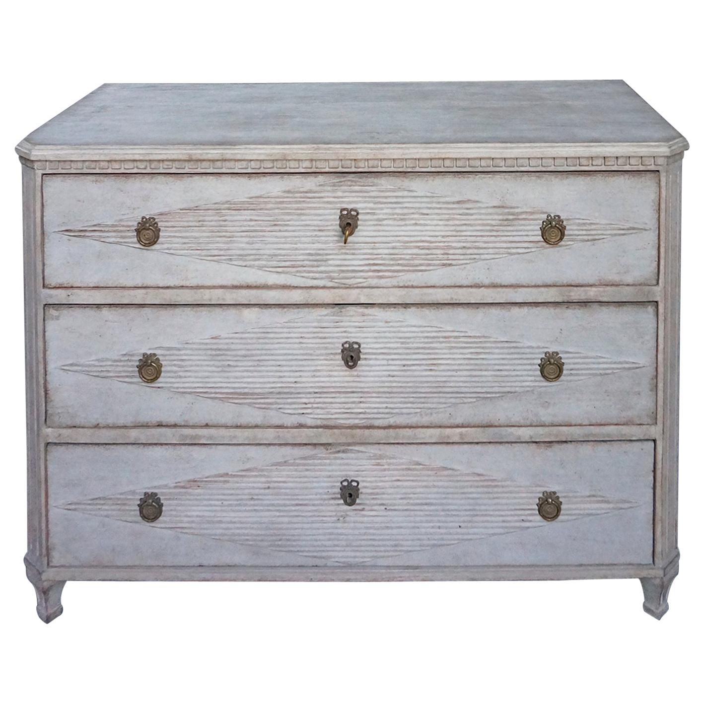 Swedish Chest of Drawers with Reeded Lozenges