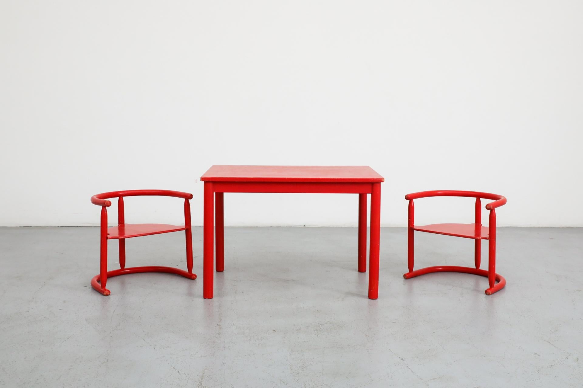 Svedese Set di tavolo e sedie svedese per bambini di Otto Nielsen in rosso
