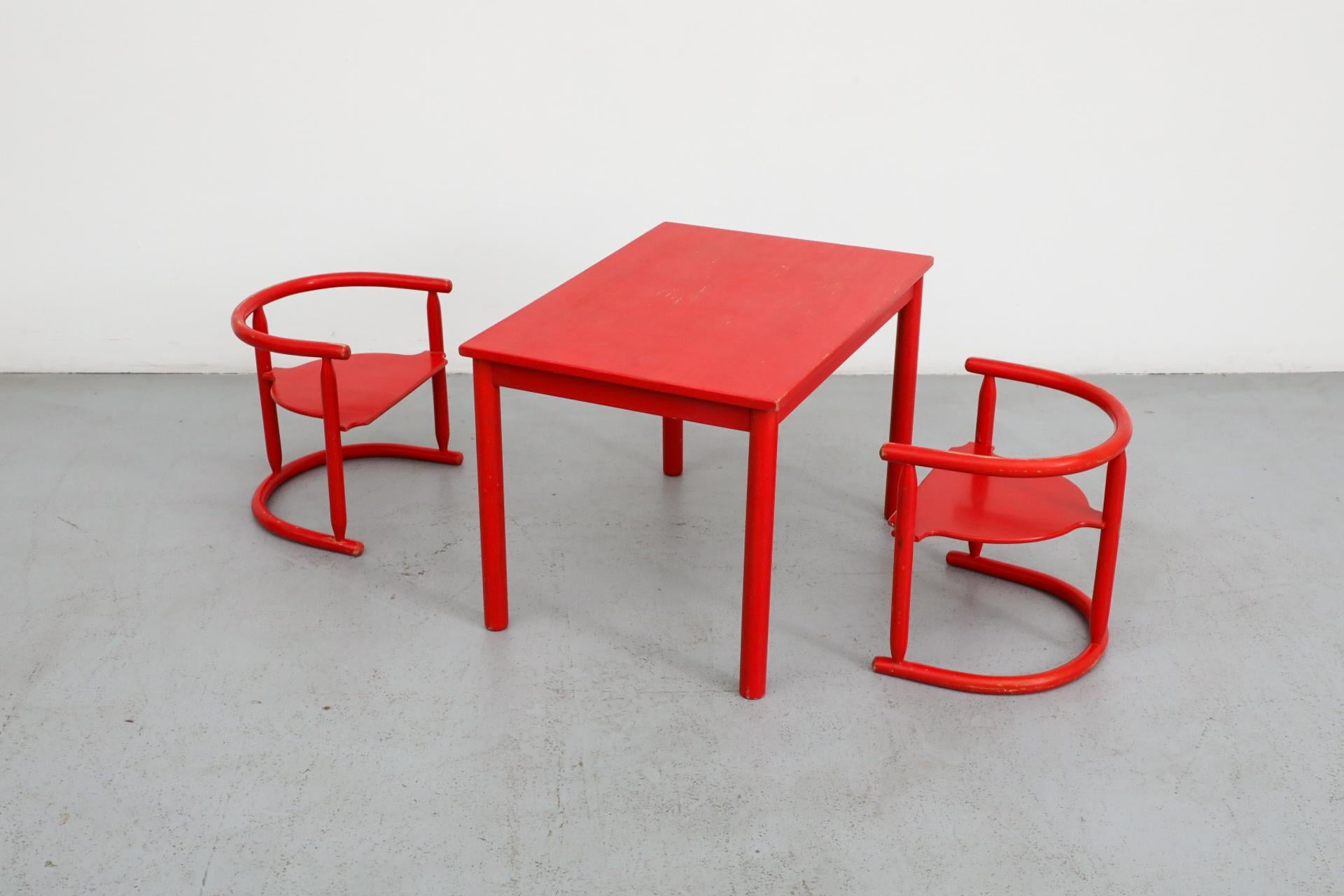 Legno Set di tavolo e sedie svedese per bambini di Otto Nielsen in rosso