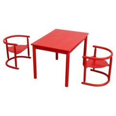 Swedish Children's Table and Chairs Set by Otto Nielsen in Red