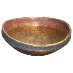 Swedish Circa 1890 Wooden Bowl With Original Paint.