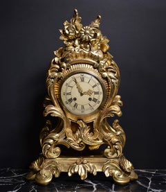 Swedish Clock by Westerstand Carved Gilt Wood Rococo Style mid 20th century