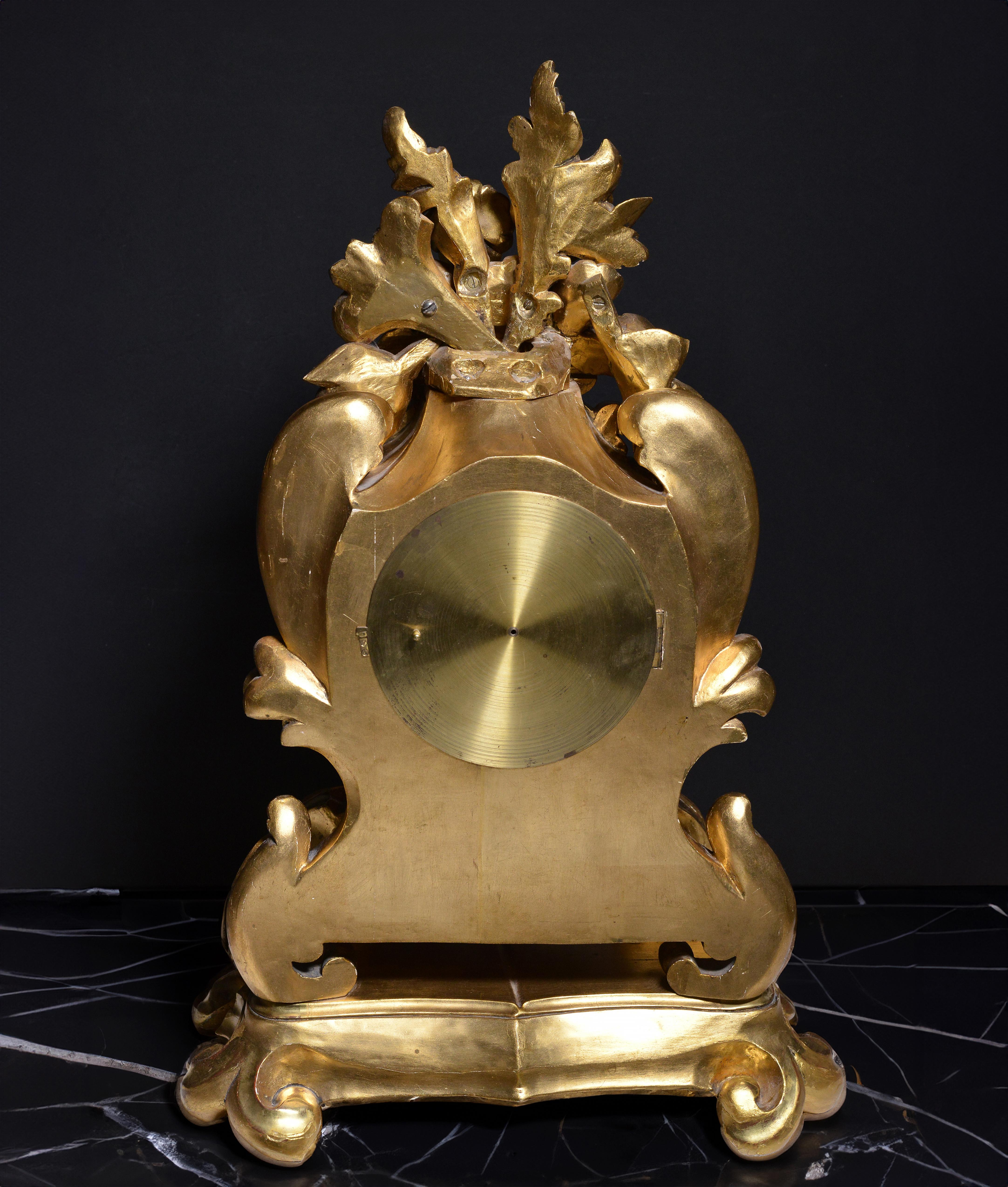 Swedish Clock by Westerstand Carved Gilt Wood Rococo Style mid 20th century For Sale 4