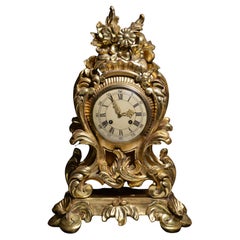 Retro Swedish Clock by Westerstand Carved Gilt Wood Rococo Style mid 20th century