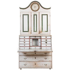 Antique Swedish Clock Cabinet with a Writers Flap in Original Condition