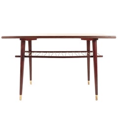 Swedish Coffee Table in Teak and Brass Midcentury