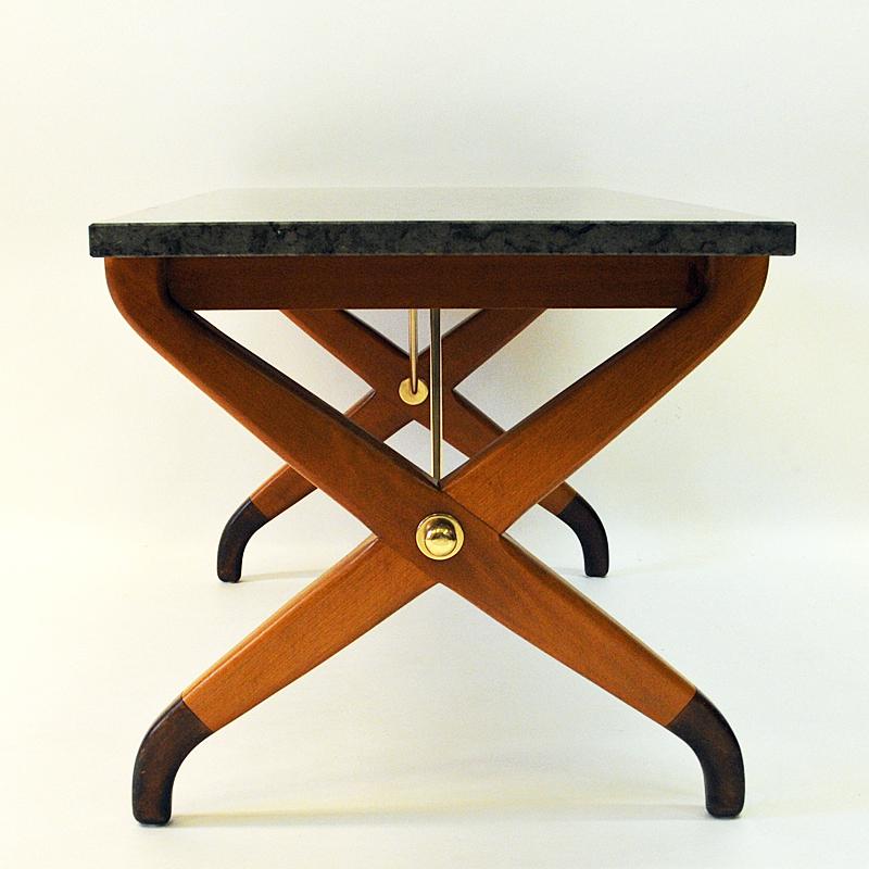 Swedish Vintage Beech and Nature Stone Coffeetable by David Rosen for NK 1940s In Good Condition In Stockholm, SE