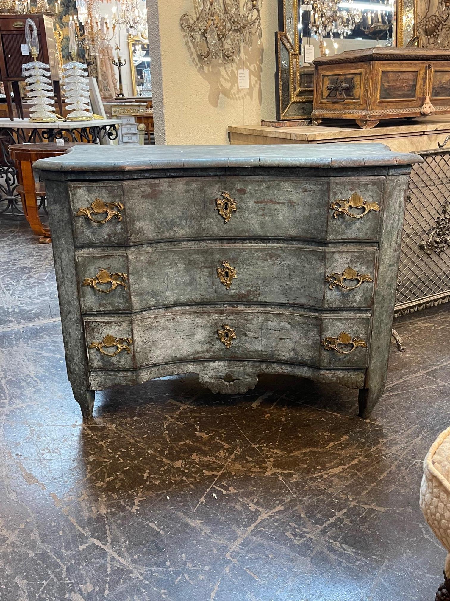 Gorgeous original patina 19th century Swedish commode, Circa 1850. This commode has a beautiful finish on it. Sure to make a statement.