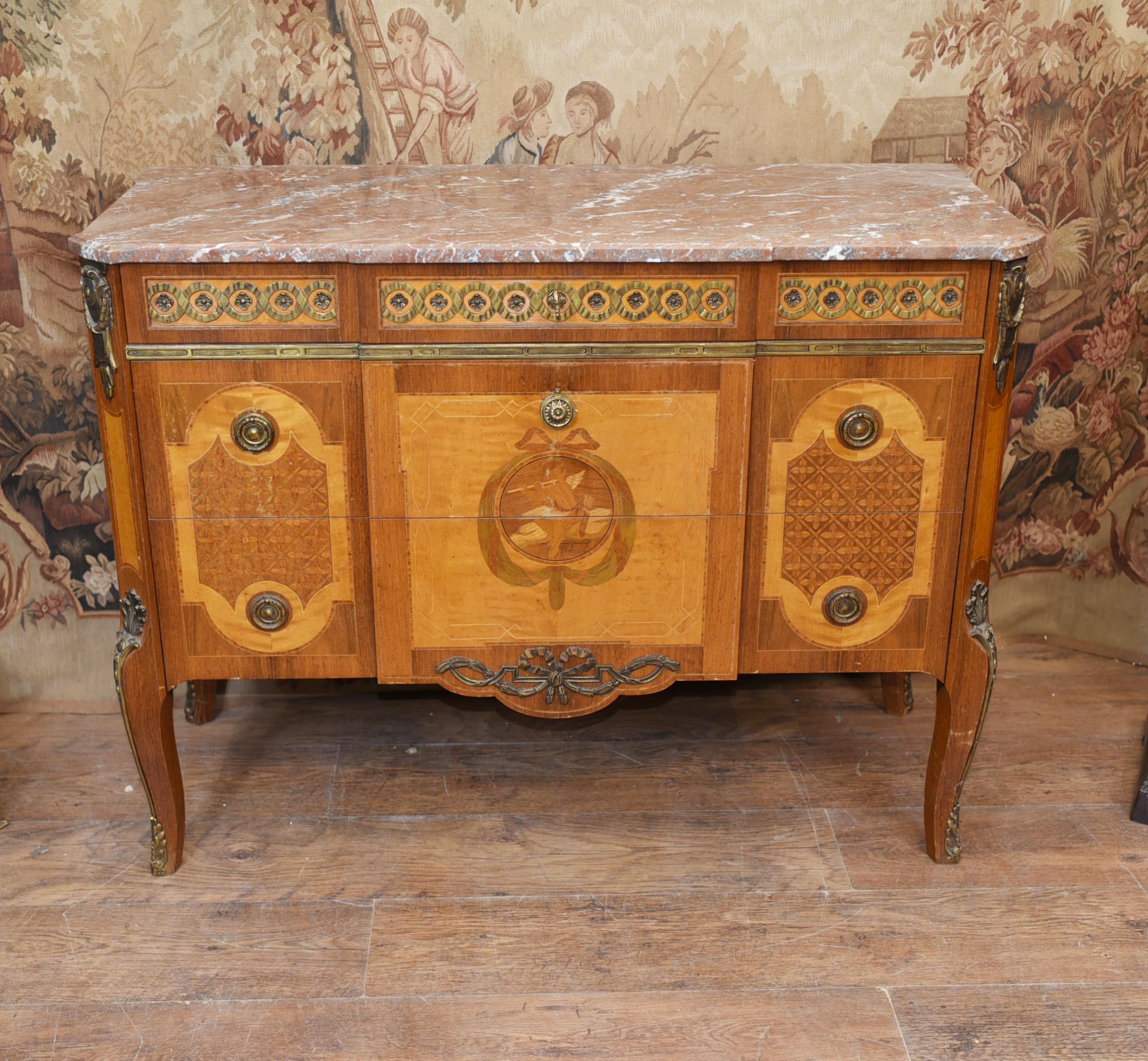 Mid-20th Century Swedish Commode Chest of Drawers Marquetry Inlay 1920 For Sale