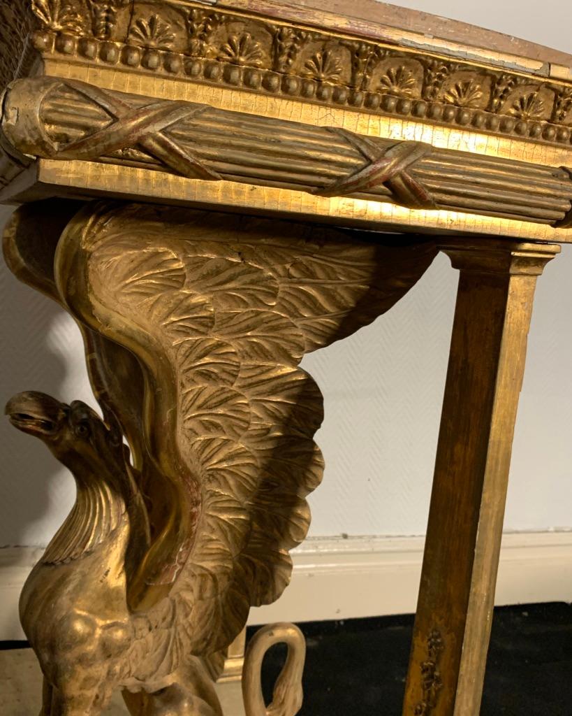 19th Century Swedish Console Table, Empire with Gilt Griffon For Sale
