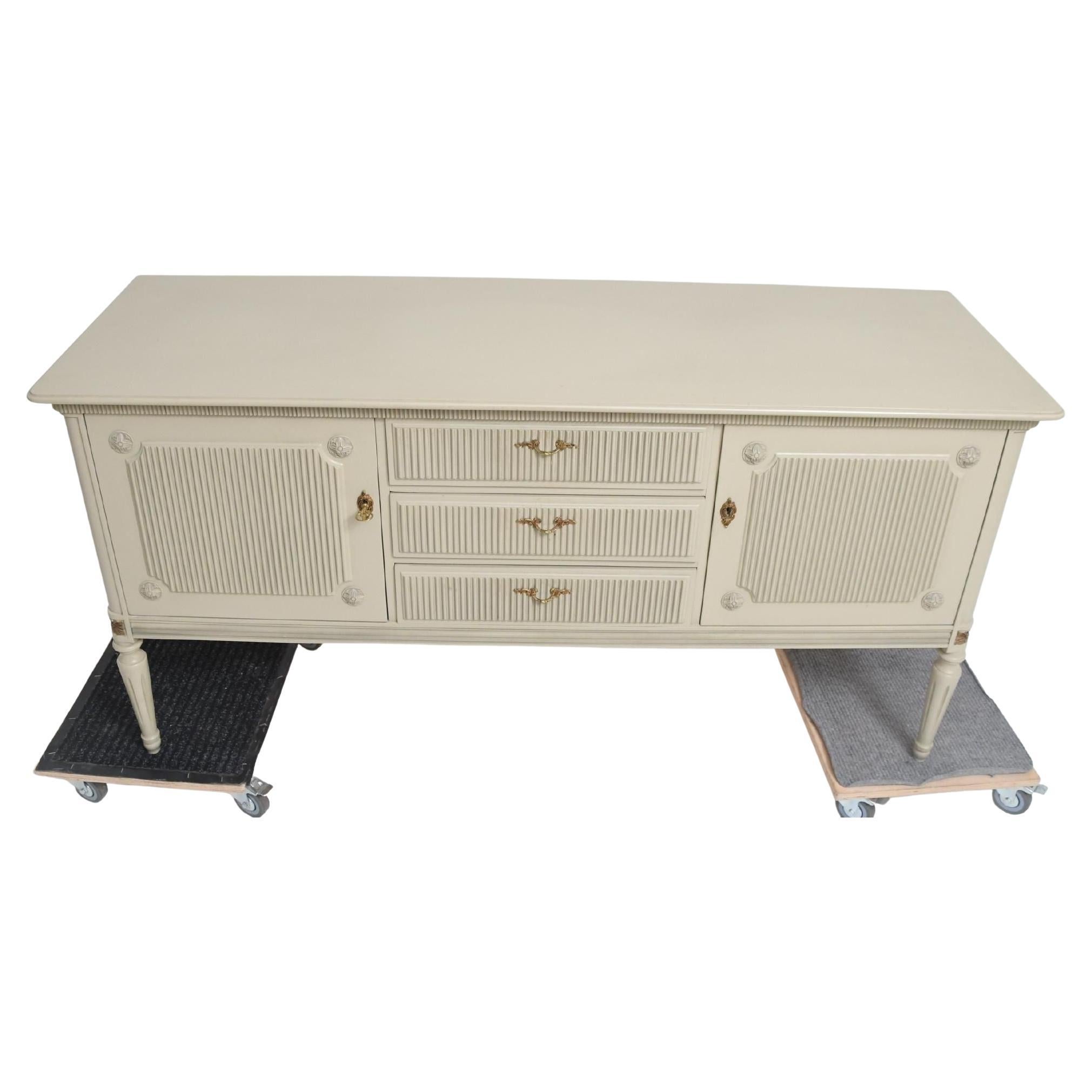 Swedish Cool Gray Painted Gustavian Style Sideboard For Sale