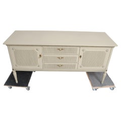 Retro Swedish Cool Gray Painted Gustavian Style Sideboard